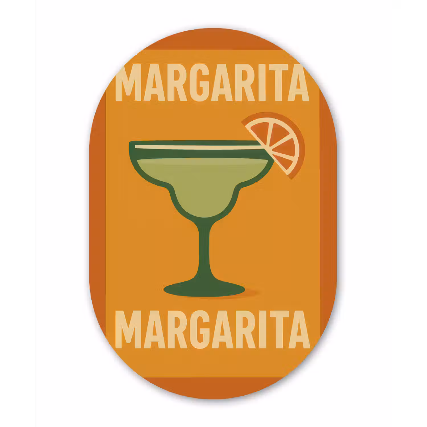 Illustratie - Margarita - Sinaasappelschijf - Oranje Wandcirkel Ovaal Glas middel -3d