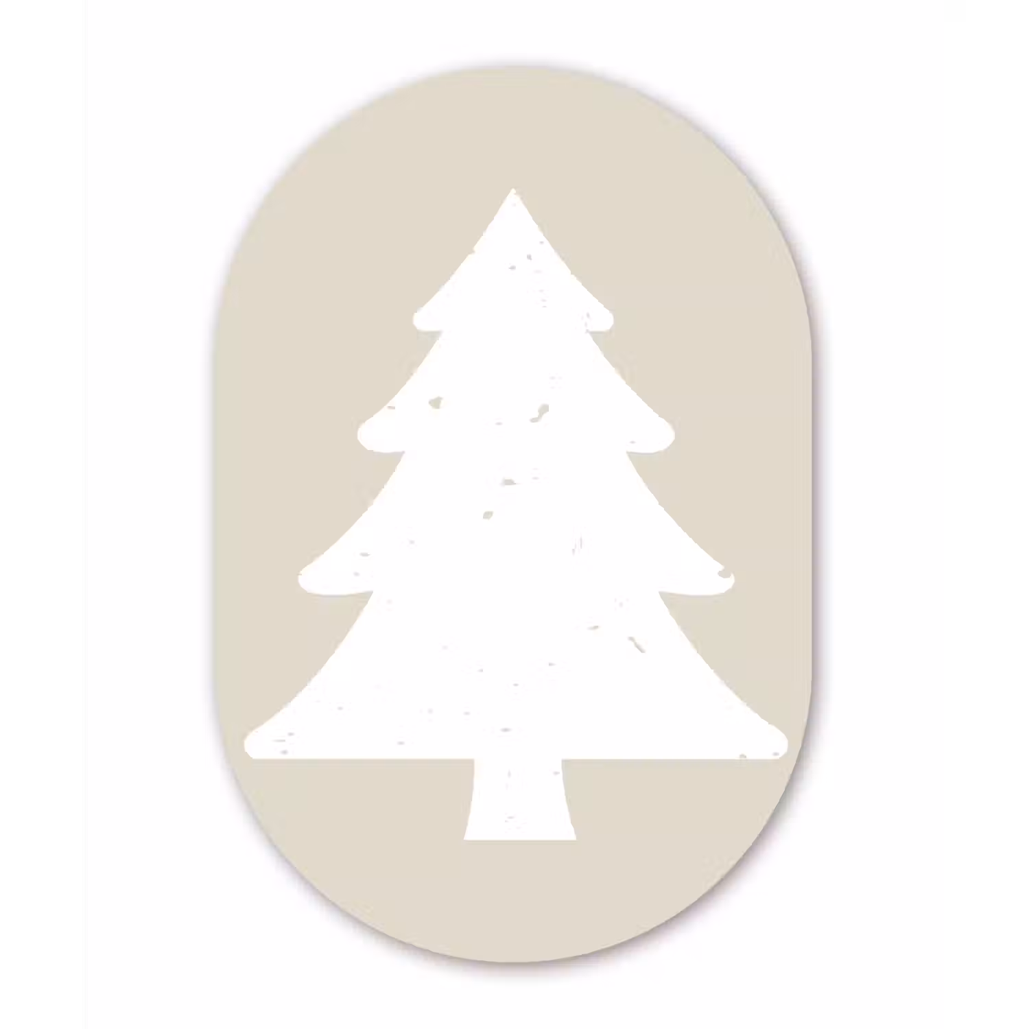 Japandi - Kerstboom - Beige - Kerstversiering Wandcirkel Ovaal Glas middel -3d
