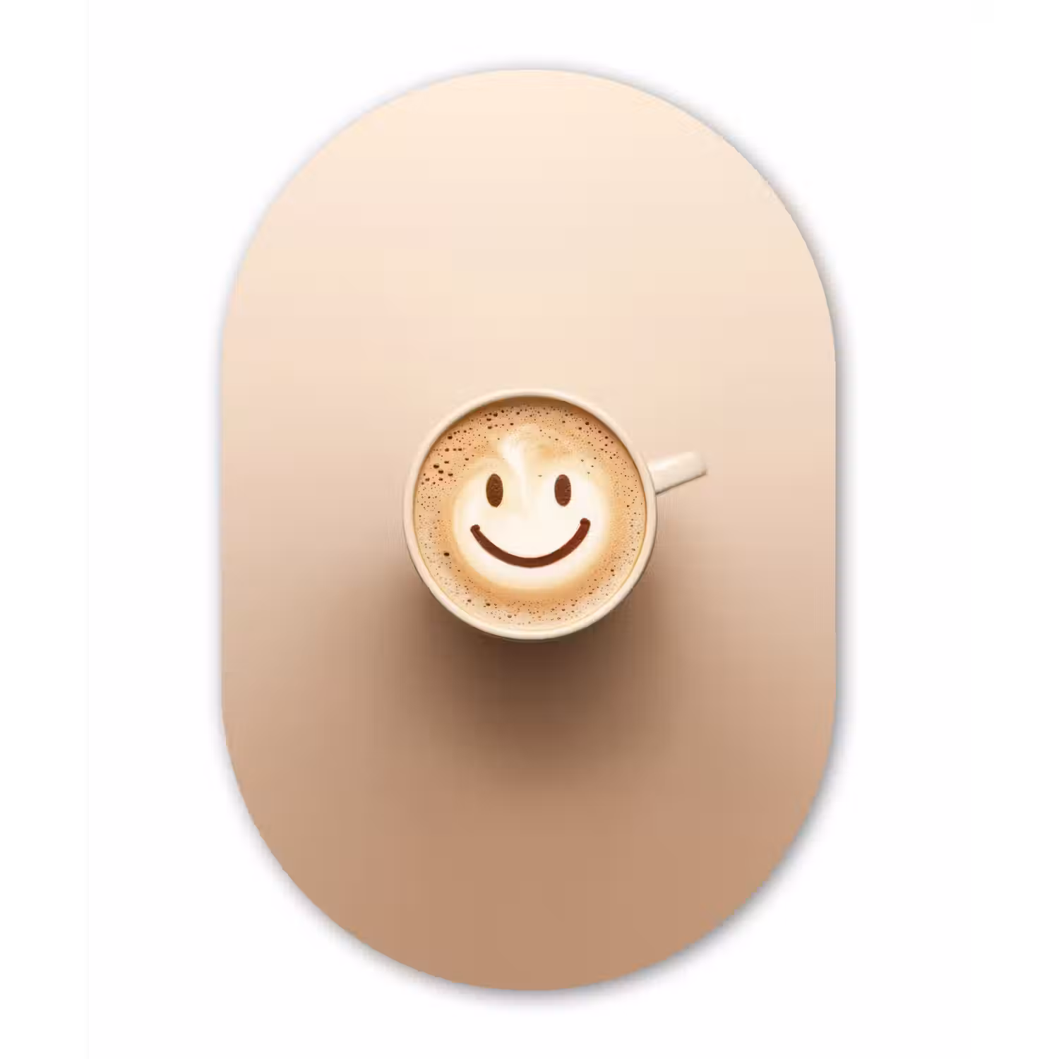 Koffie - Melkschuim - Lach - Beige Wandcirkel Ovaal Glas middel -3d
