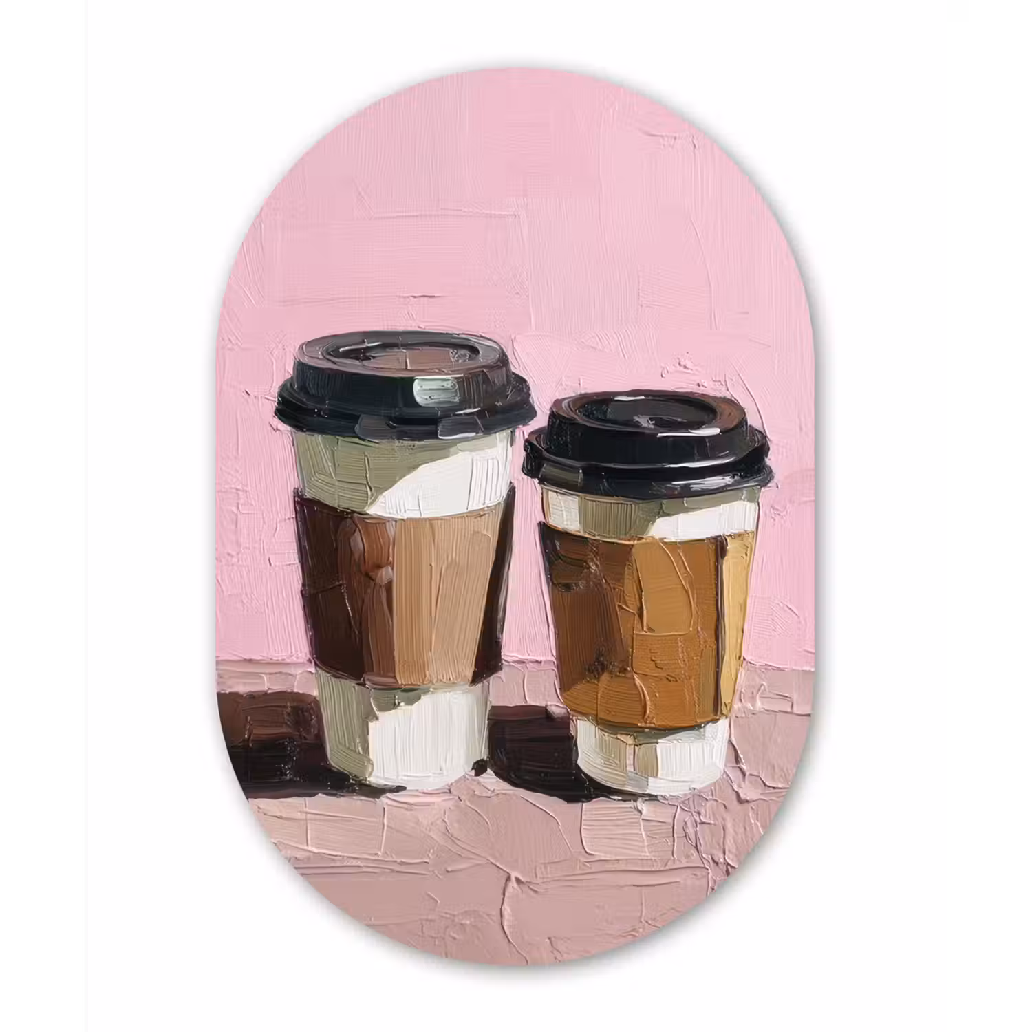 Koffiebekers - Deksel - Verf - Textuur Wandcirkel Ovaal Glas middel -3d