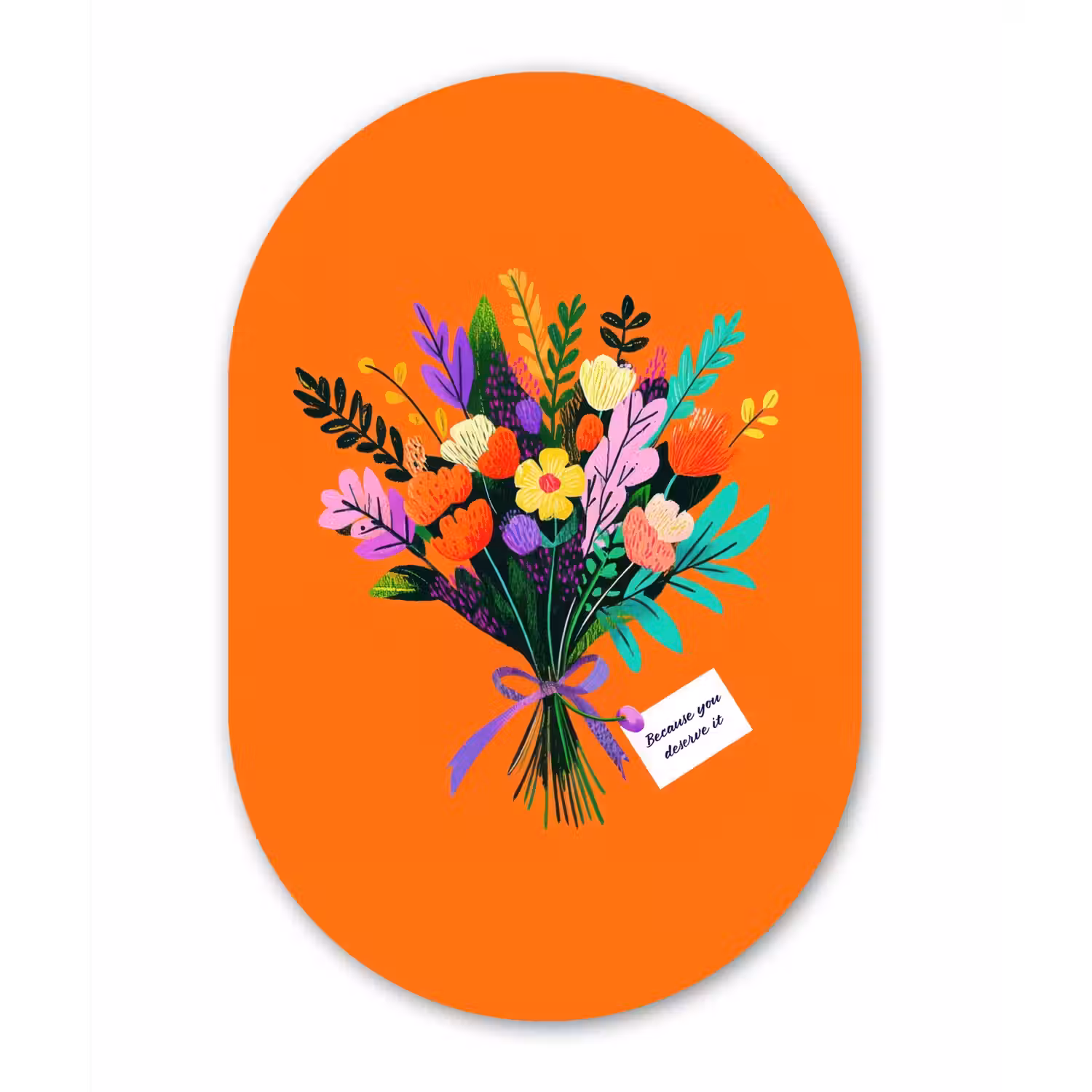 Kaartje - Boeket - Bloemen Wandcirkel Ovaal Glas middel -3d
