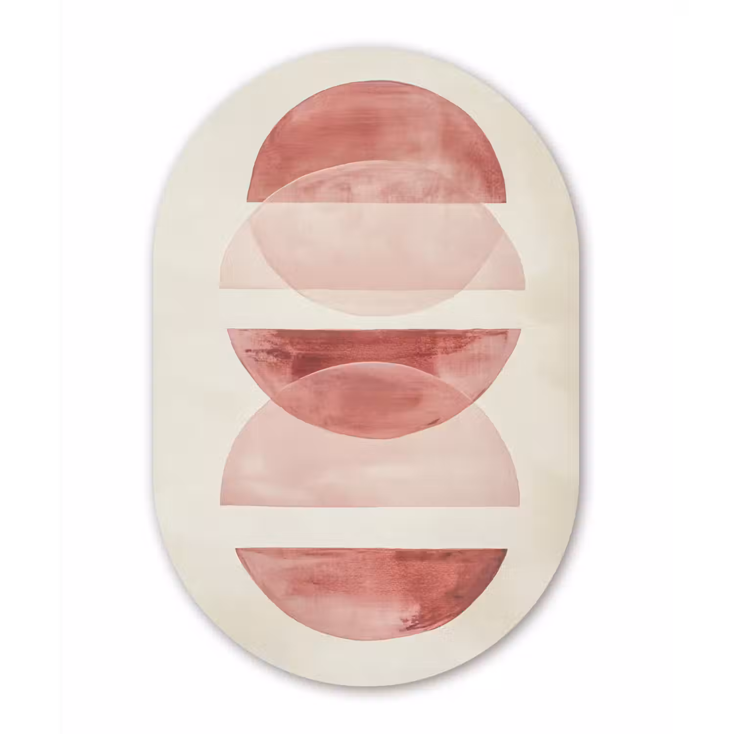 Minimalistisch - Cirkels - Roze Wandcirkel Ovaal Glas middel -3d
