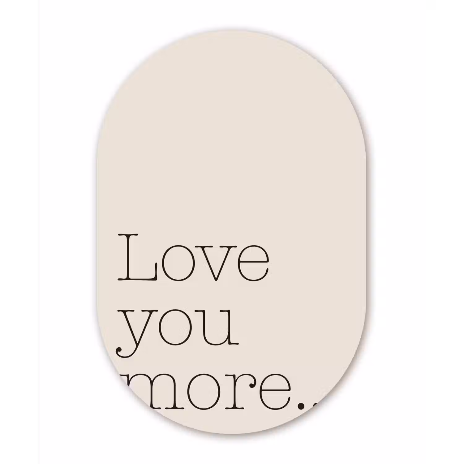 Minimalistisch - Love - Beige Wandcirkel Ovaal Glas middel -3d