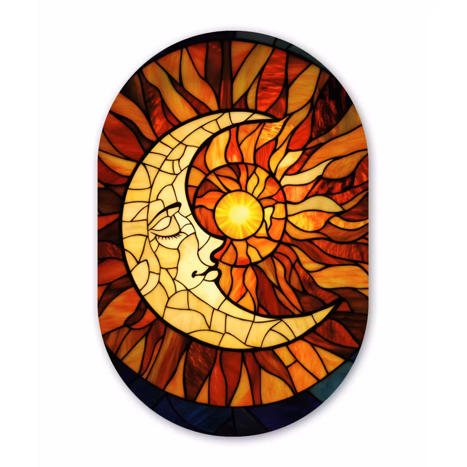 Mozaïek - Glas - Maan - Donkerblauw Wandcirkel Ovaal Glas middel -3d