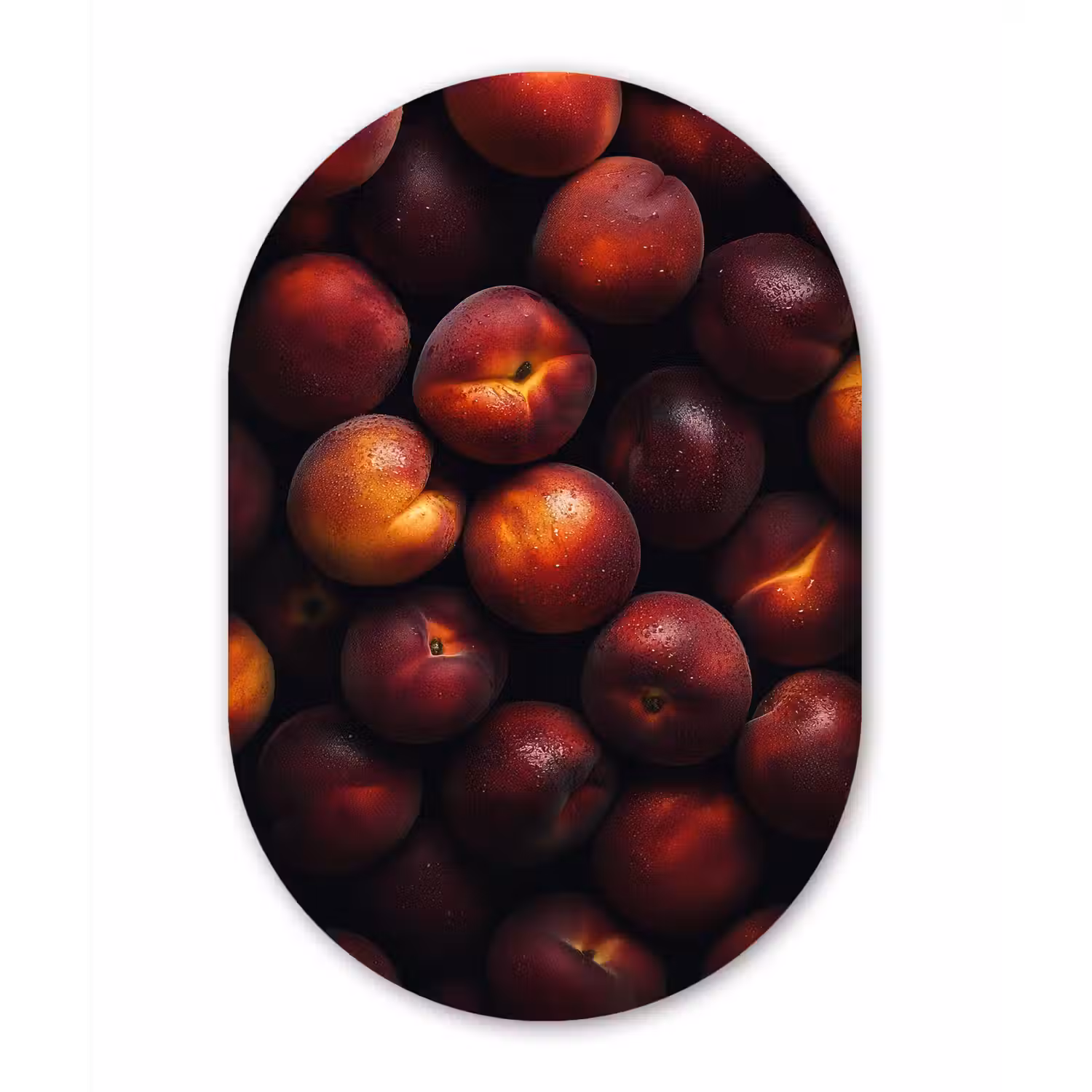 Fruit - Close up - Nectarines Wandcirkel Ovaal Glas middel -3d