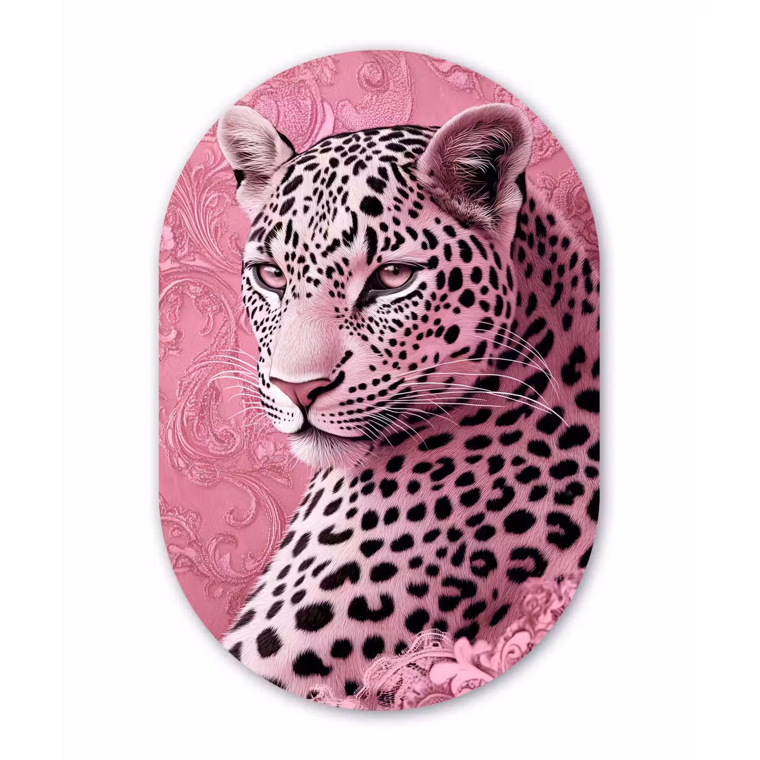 Panter - Luxe - Roze Wandcirkel Ovaal Glas middel -3d