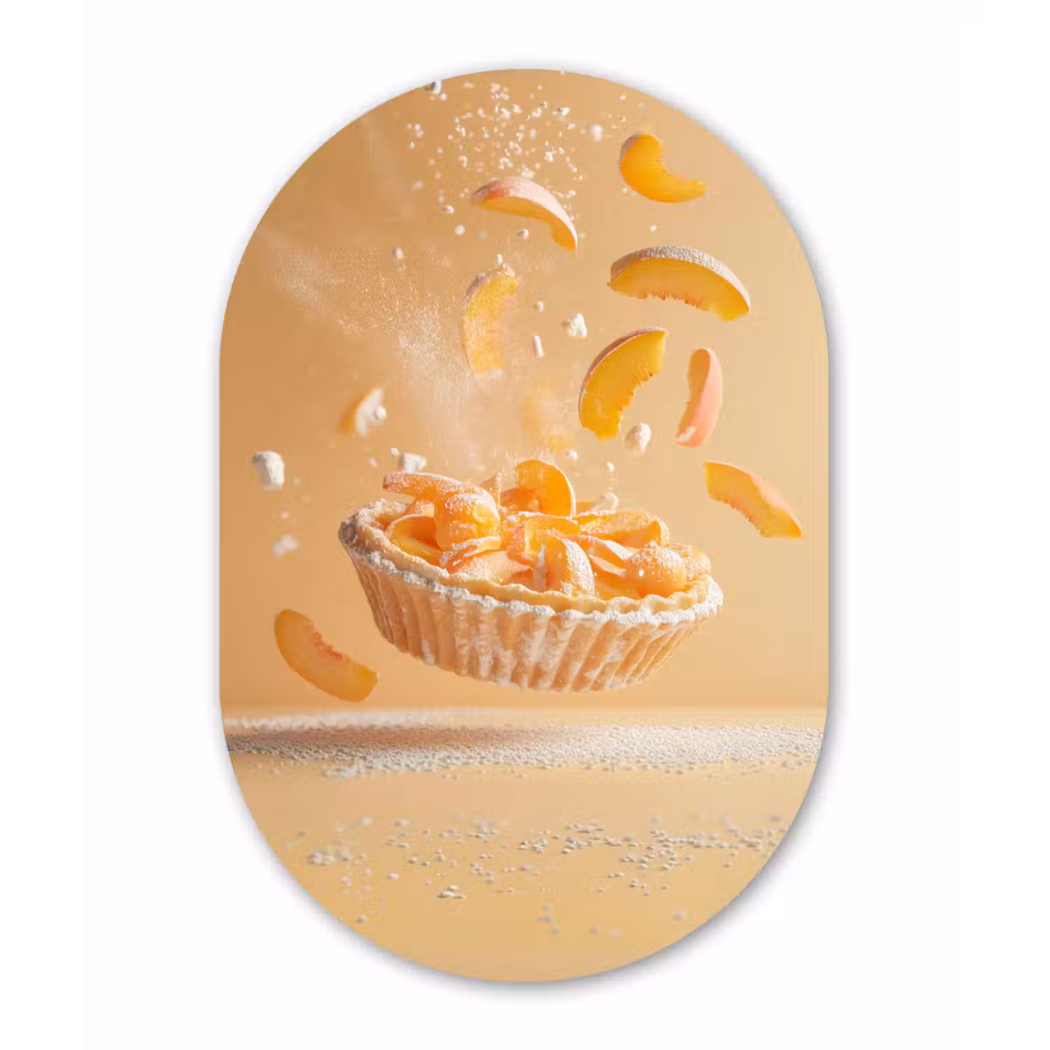 Peach - Eten - Taart - Oranje Wandcirkel Ovaal Glas middel -3d