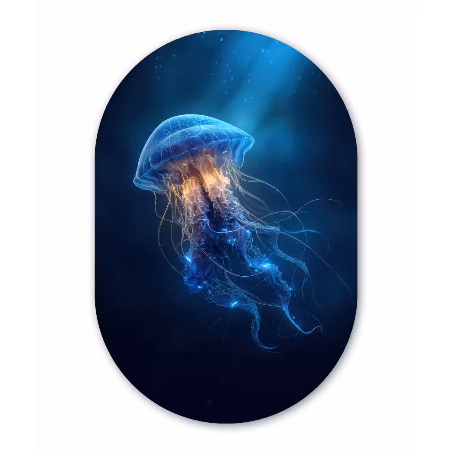 Kwal - Lichtgevend - Tentakels - Blauw Wandcirkel Ovaal Glas middel -3d