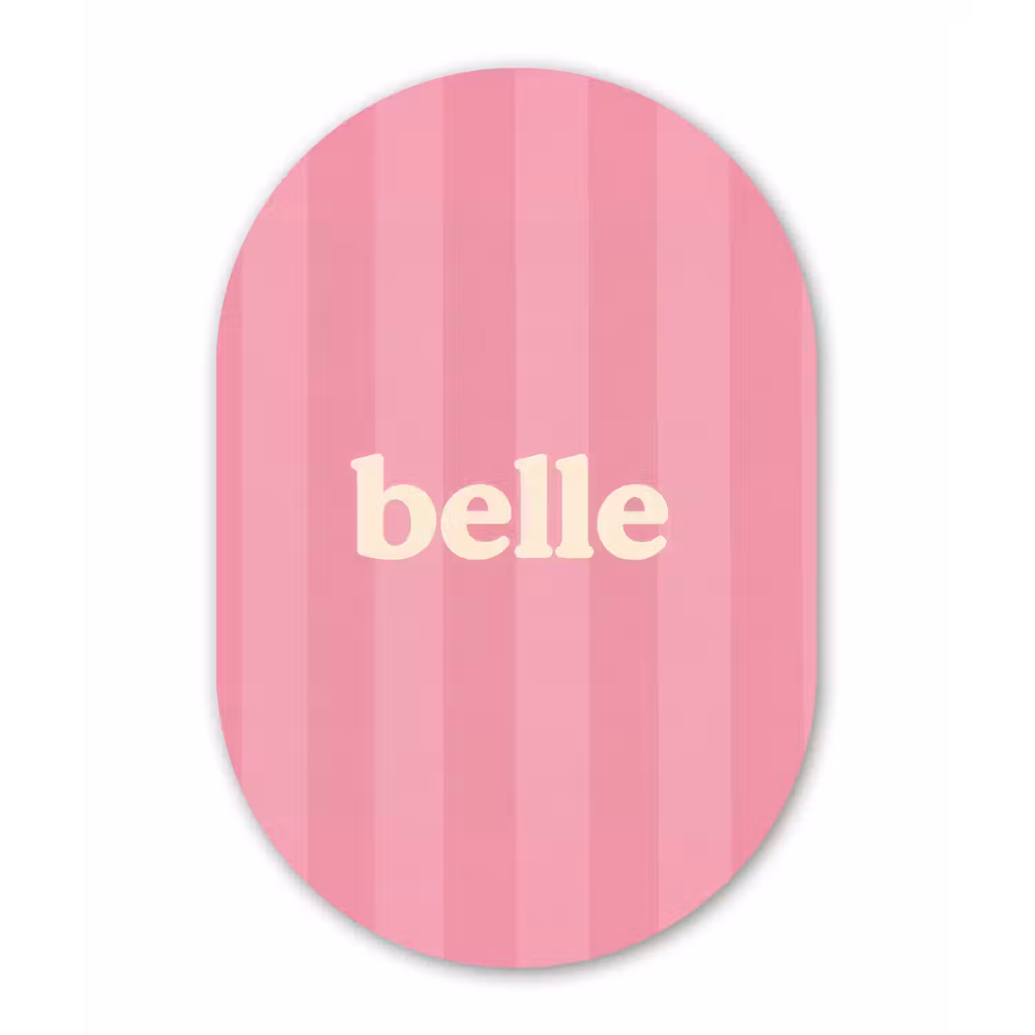Roze - Gestreept - Belle Wandcirkel Ovaal Glas middel -3d