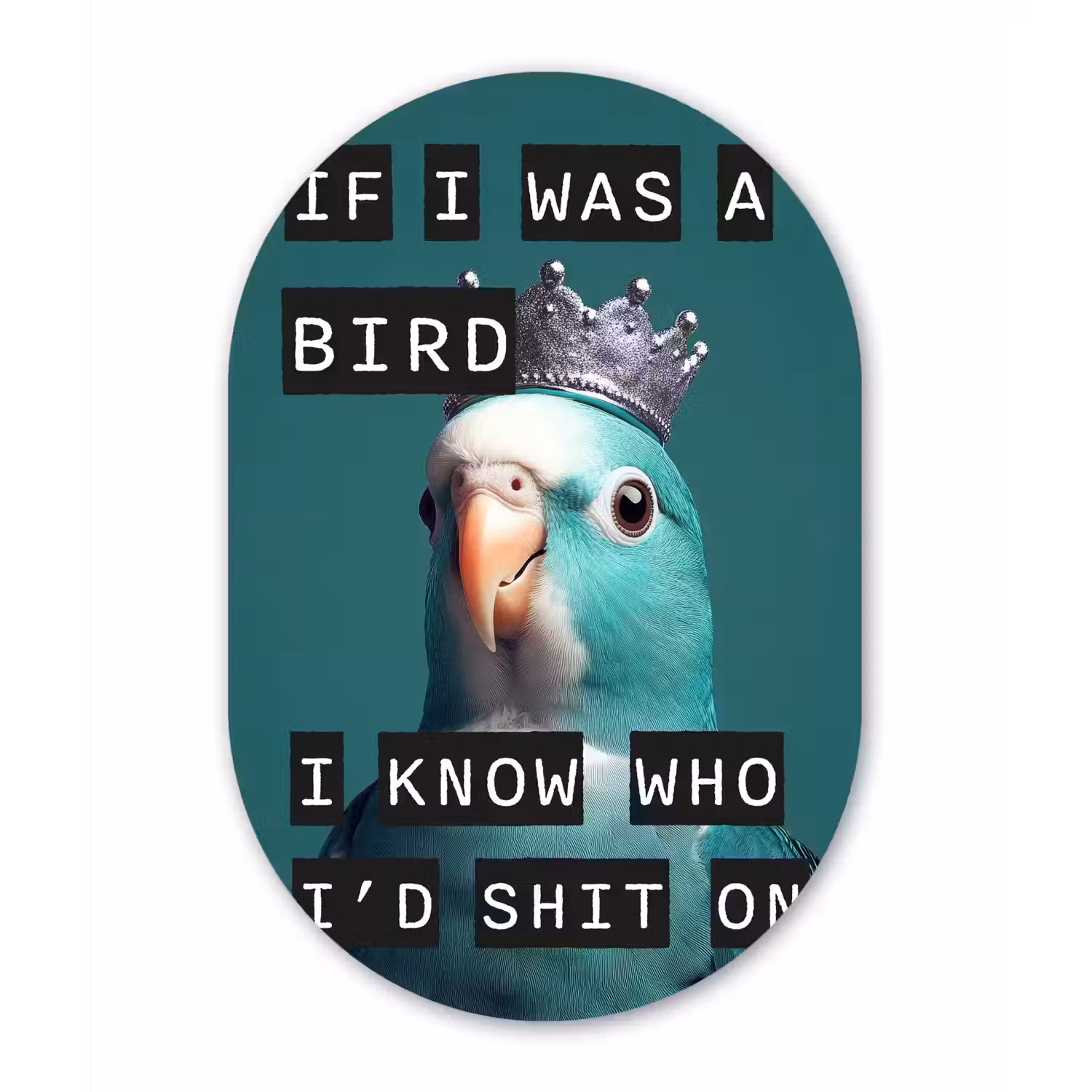 Parkiet - Turquoise - Quotes - Decoratie Wandcirkel Ovaal Glas middel -3d