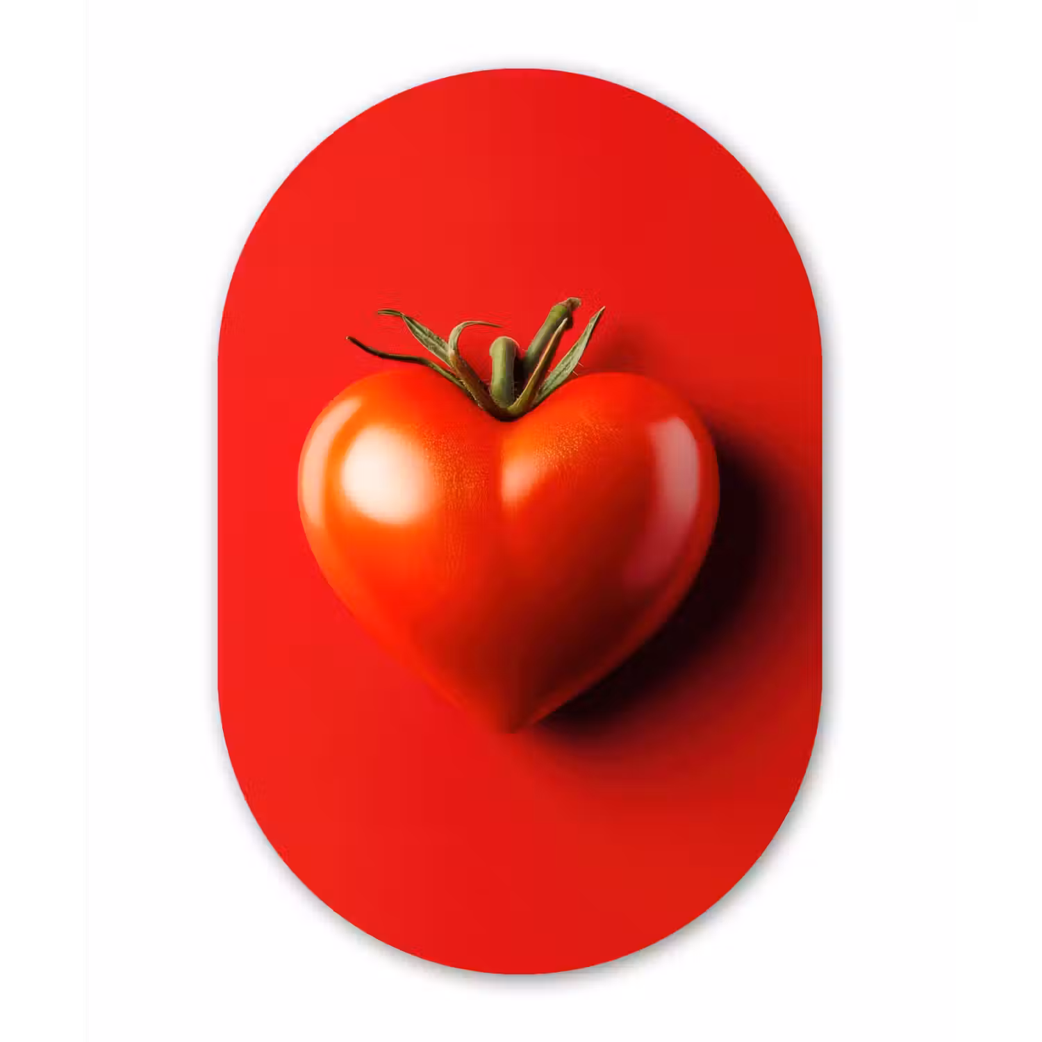 Tomaat - Rood - Hart Wandcirkel Ovaal Glas middel -3d