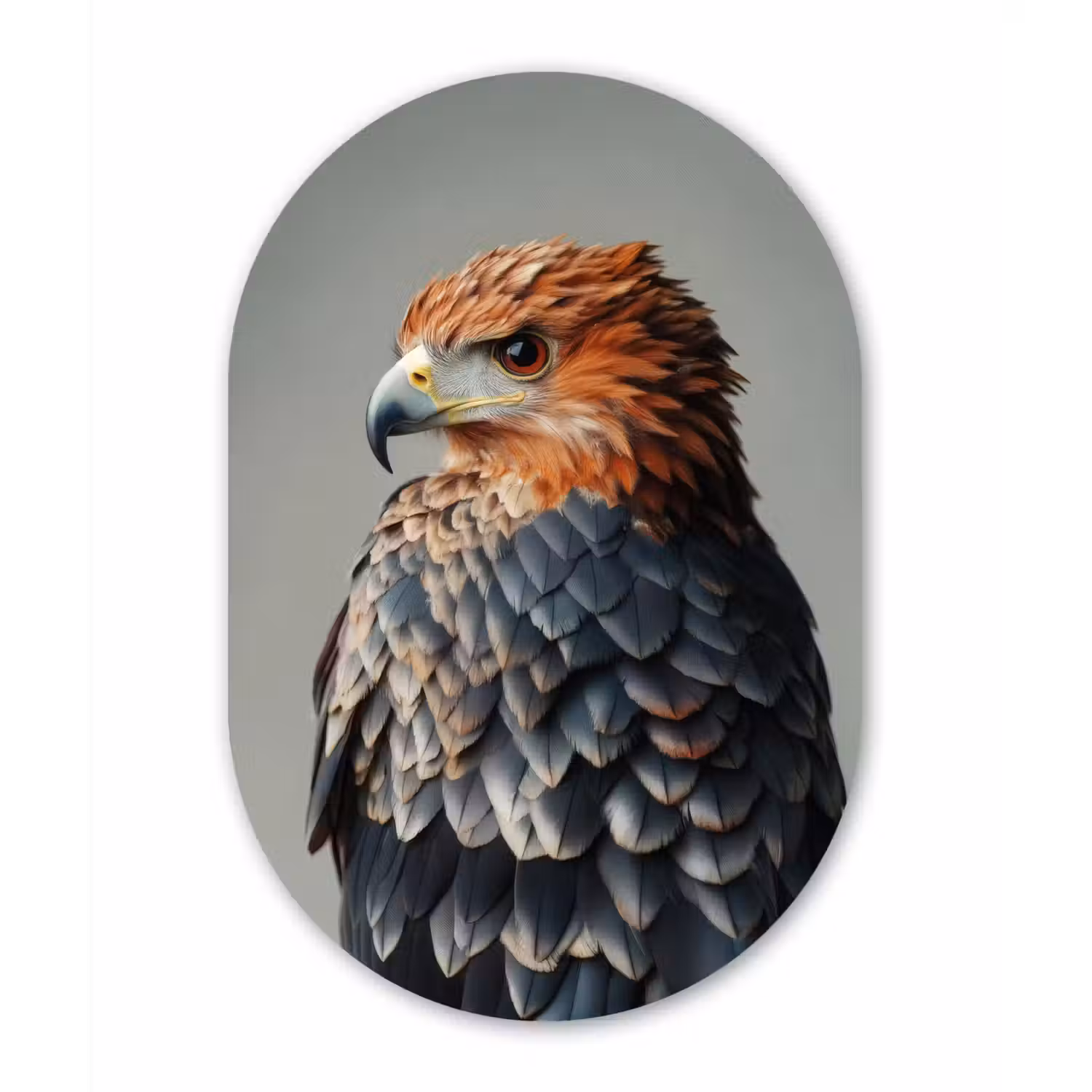 Vogel - Realistisch - Veren - Bruin Wandcirkel Ovaal Glas middel -3d