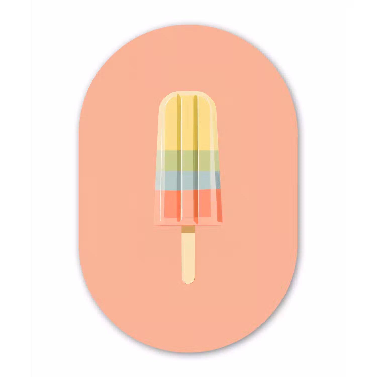 Waterijsje - Pasteltinten - Minimalistisch Wandcirkel Ovaal Glas middel -3d