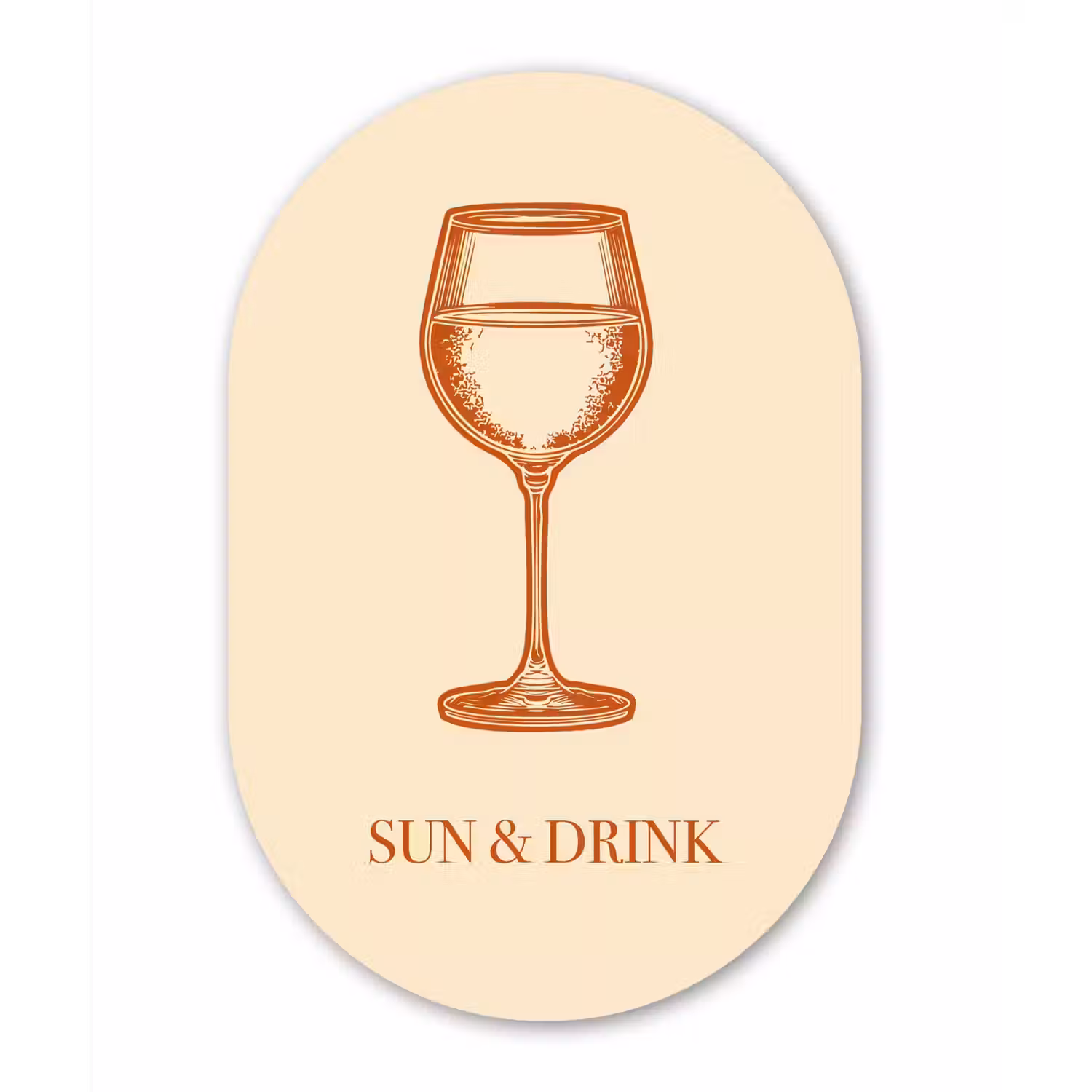 Wijn - Zomer - Quote - Oranje Wandcirkel Ovaal Glas middel -3d