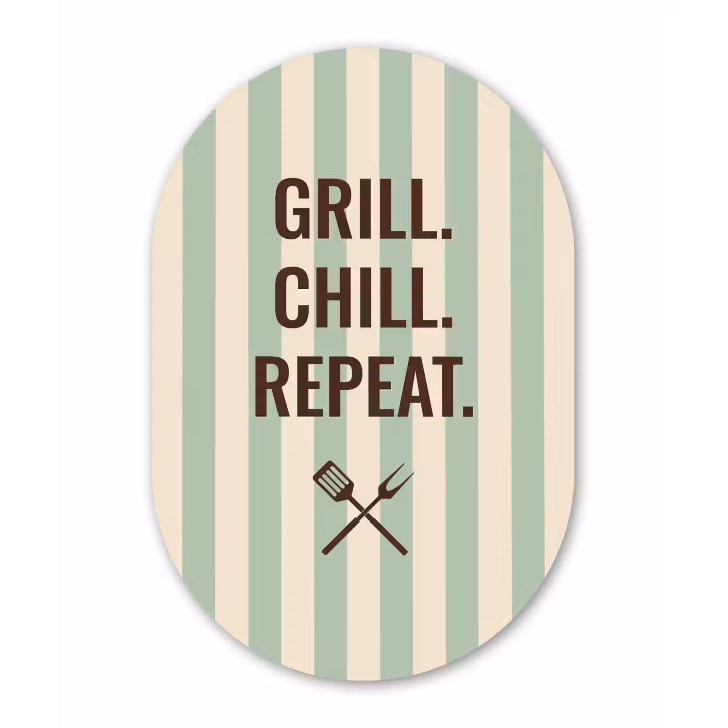 Quote - Strepen - Grill Wandcirkel Ovaal Glas middel -3d