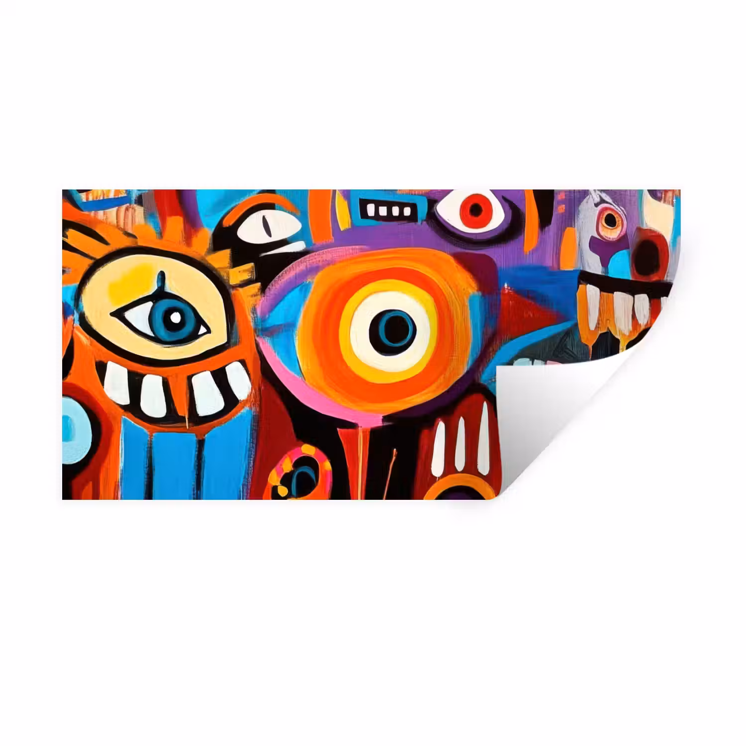 Abstract - Gezicht - Kleurrijk Muursticker klein -3d