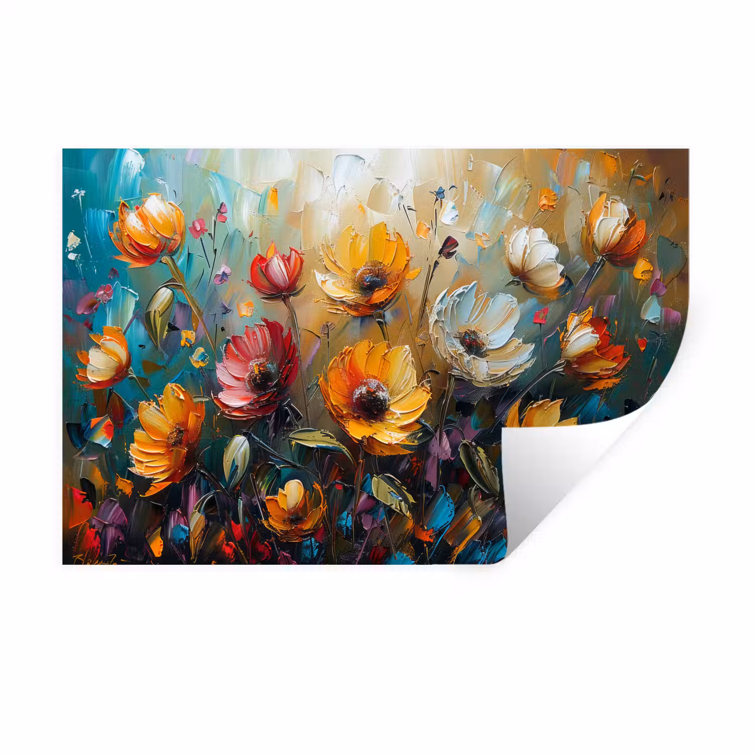 Watercolor - Bloemen - Kunst - Modern Muursticker klein -3d