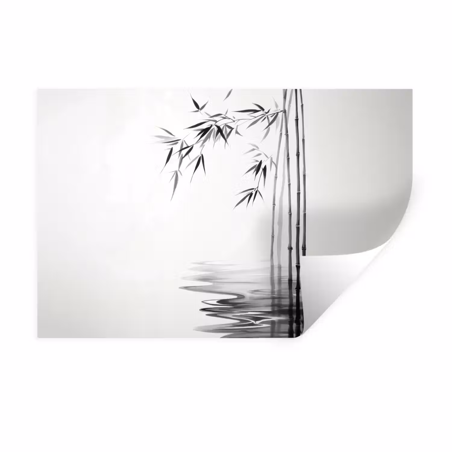 Bamboestammen - Water - Minimalistisch - Wit Muursticker klein -3d