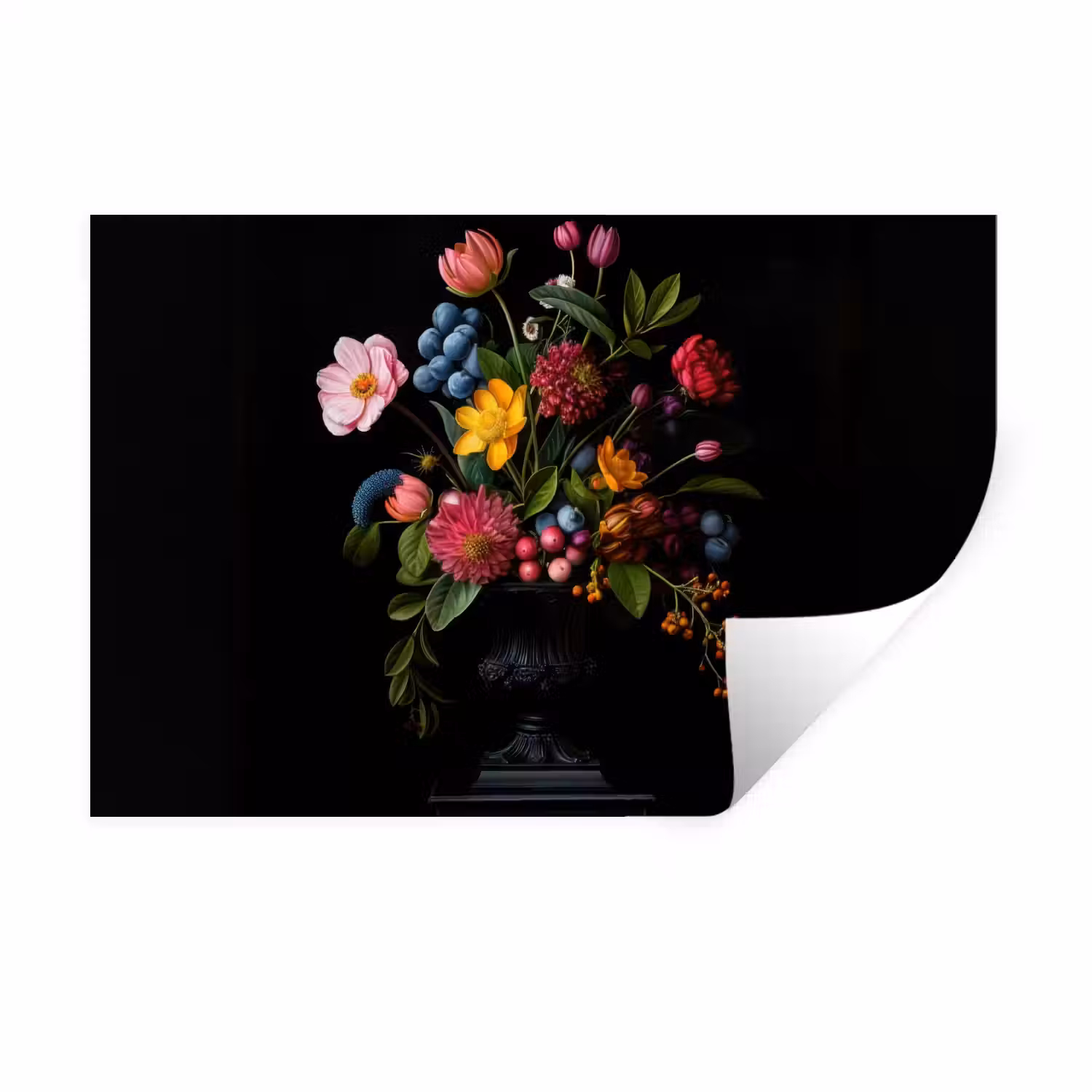 Bloemen - Vrolijk - Vaas Muursticker klein -3d