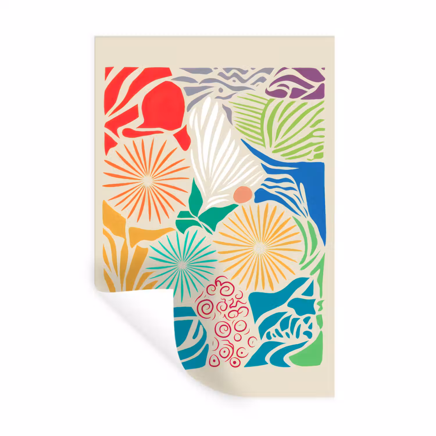 Kleurrijk - Abstract - Bloemen - Patronen Muursticker klein -3d