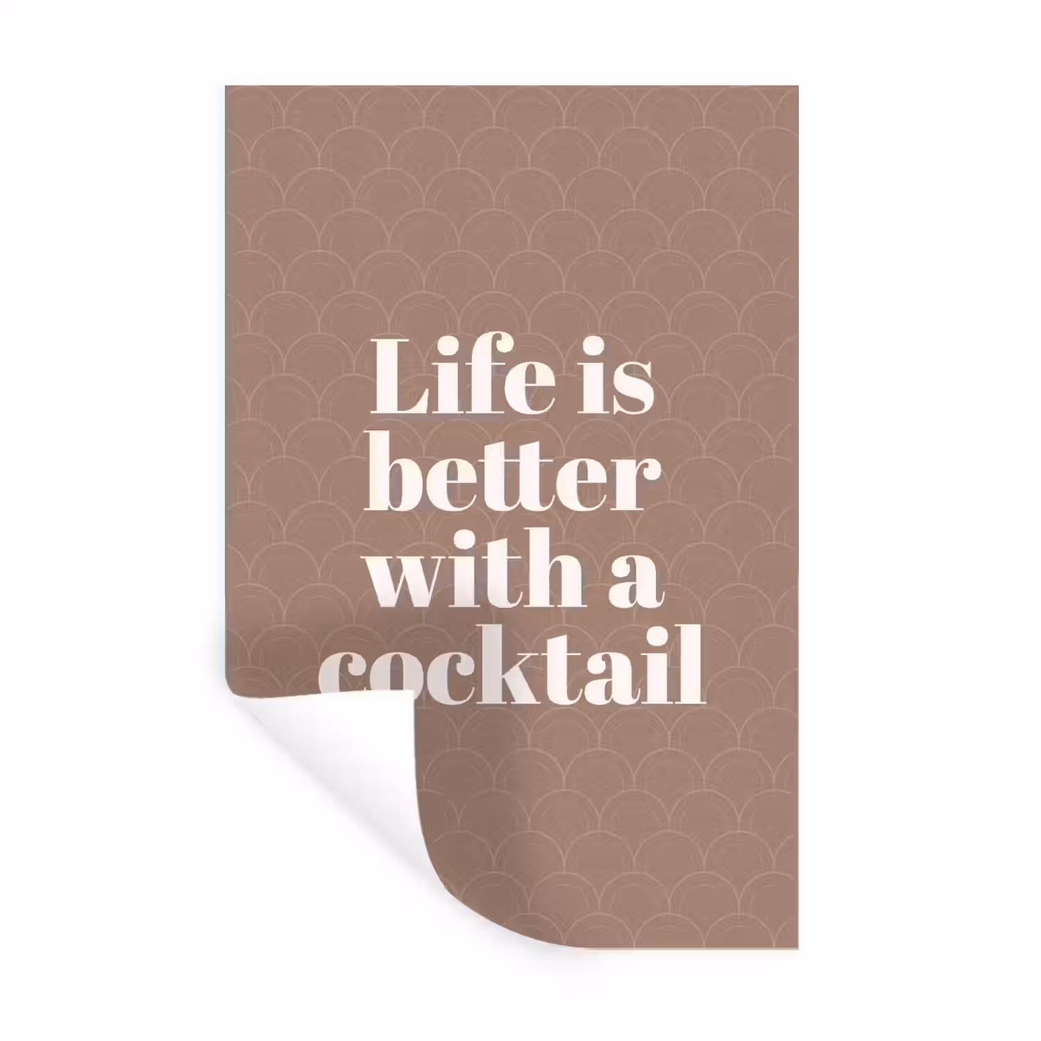 Cocktail - Tekst - Patroon - Wit Muursticker klein -3d