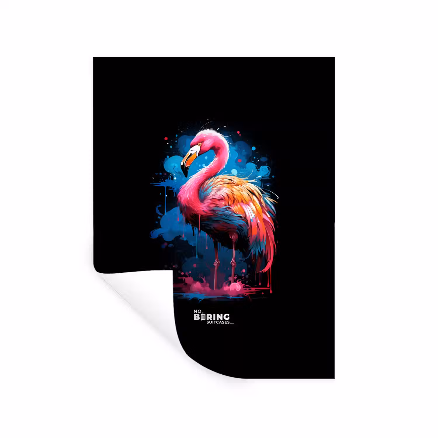 Gekleurde flamingo voor een verfexplosie Muursticker klein -3d