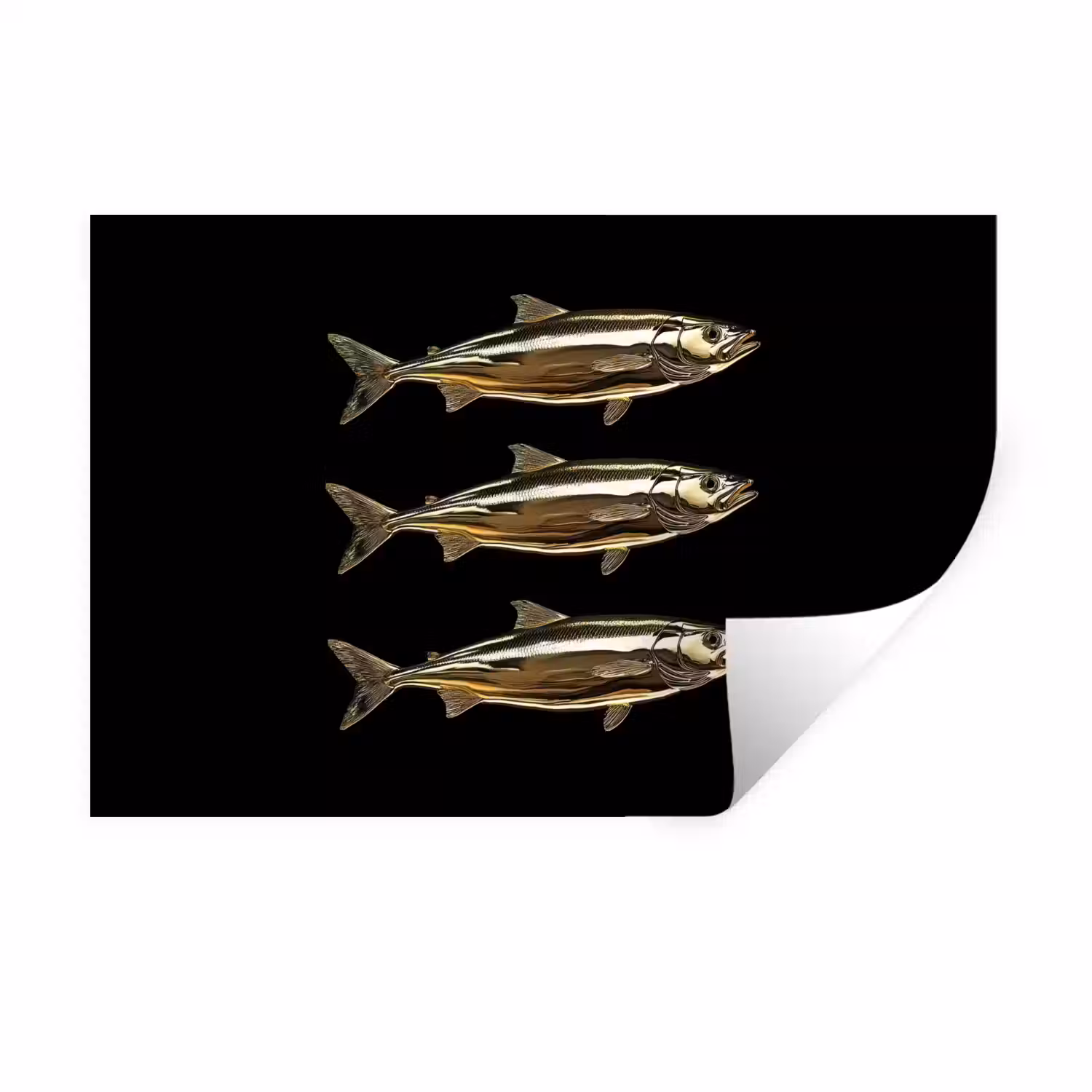 Vissen - Goud - Zwart Muursticker klein -3d