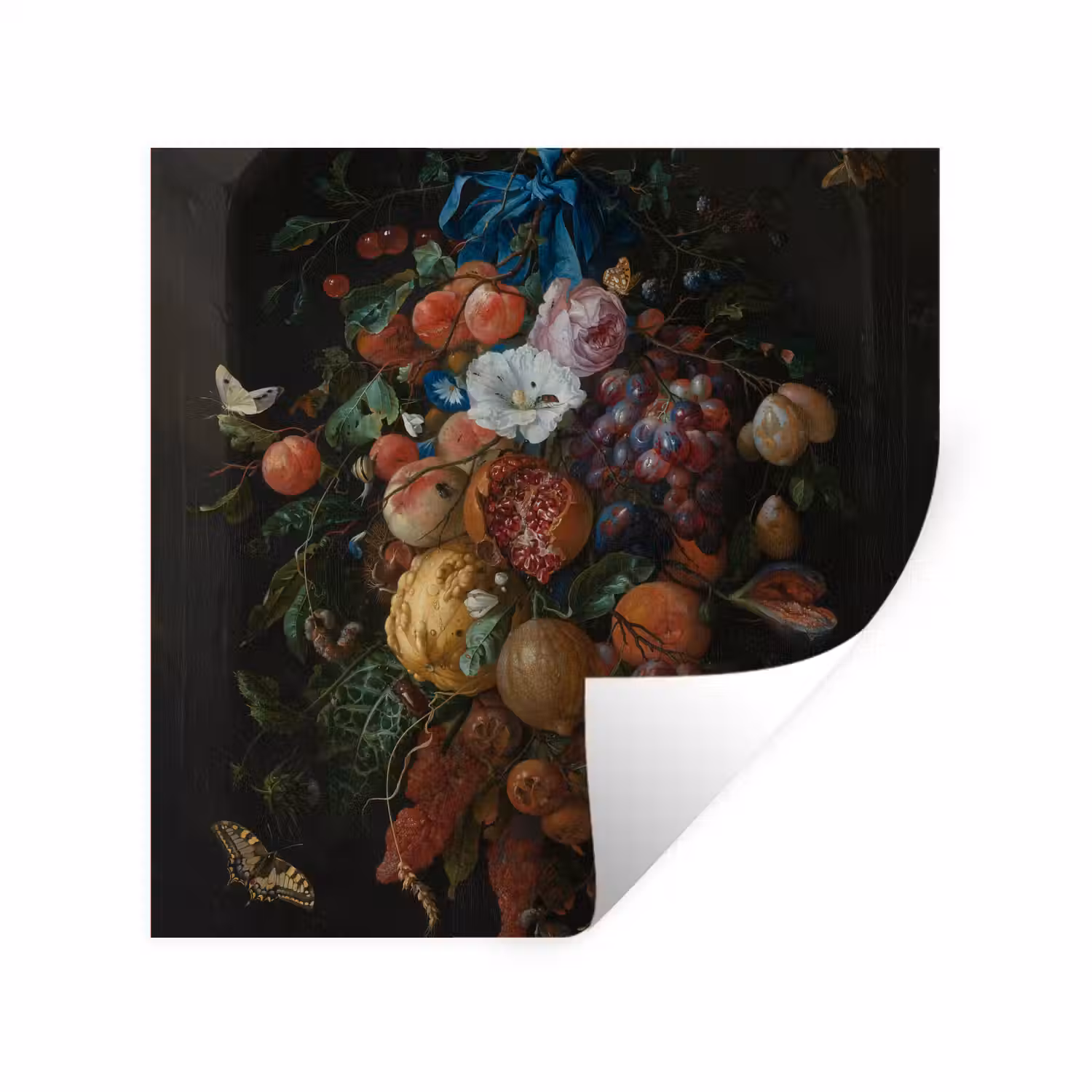 Festoen van vruchten en bloemen - Schilderij van Jan Davidsz. de Heem Muursticker klein -3d