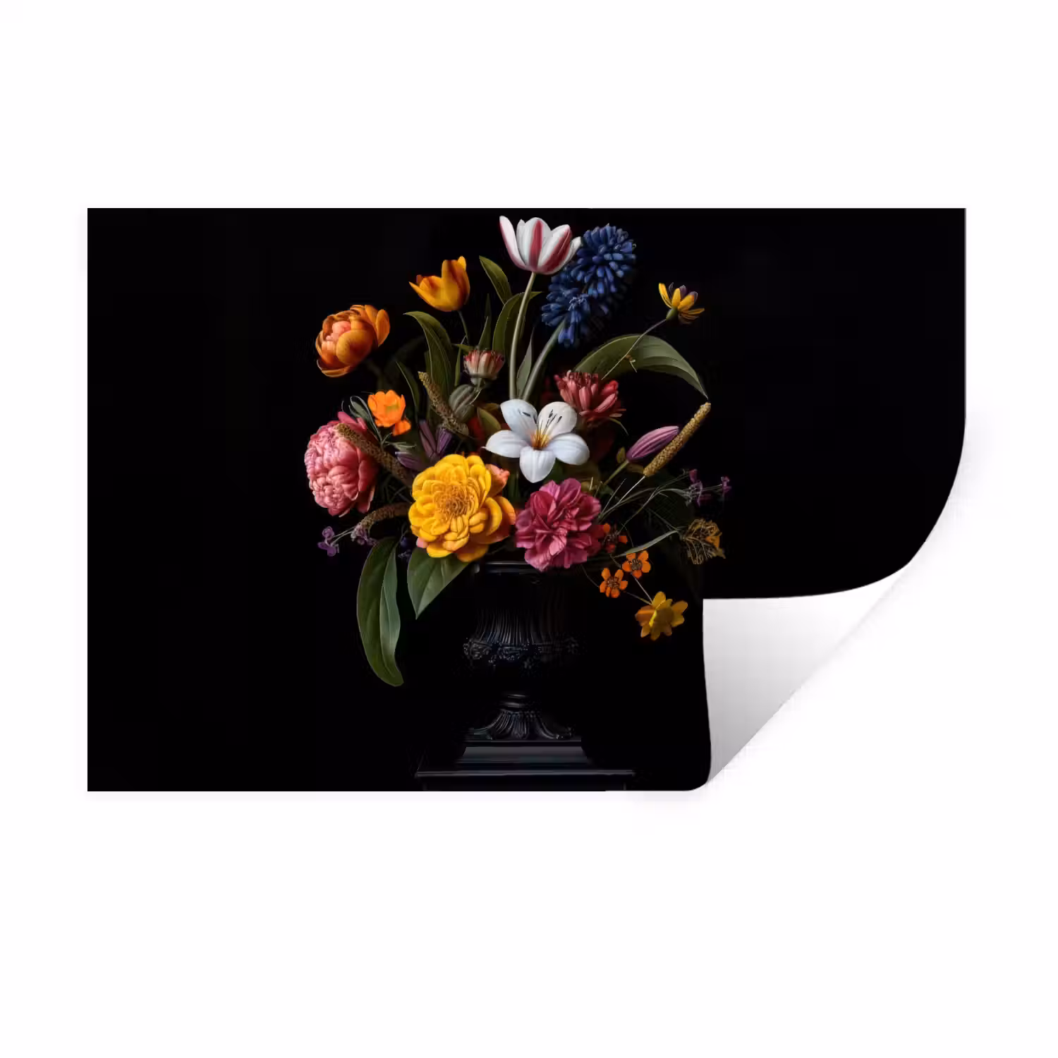 Lente - Bloemen - Klassiek - Vaas Muursticker klein -3d