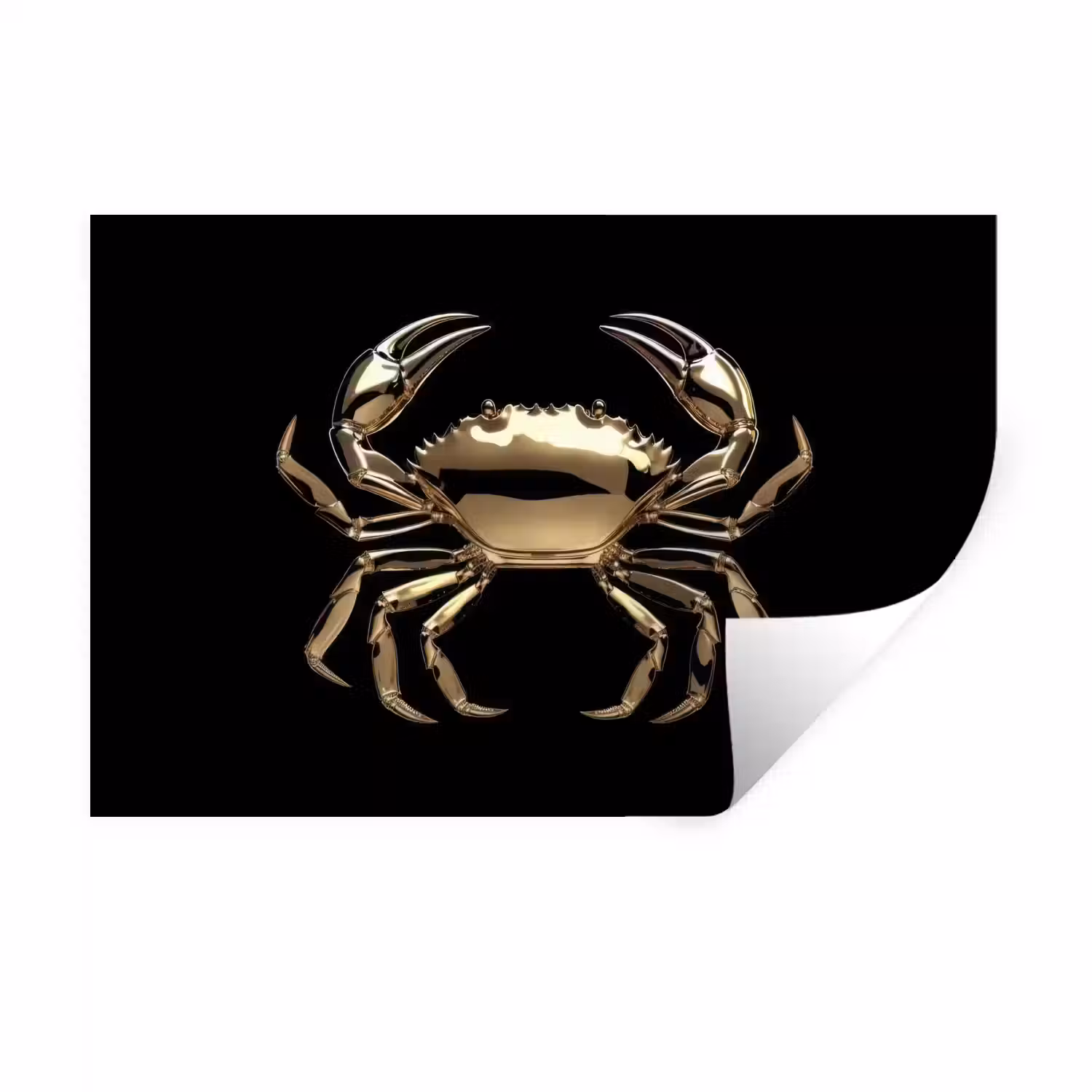 Goud - Krab - Dieren - Zwart Muursticker klein -3d