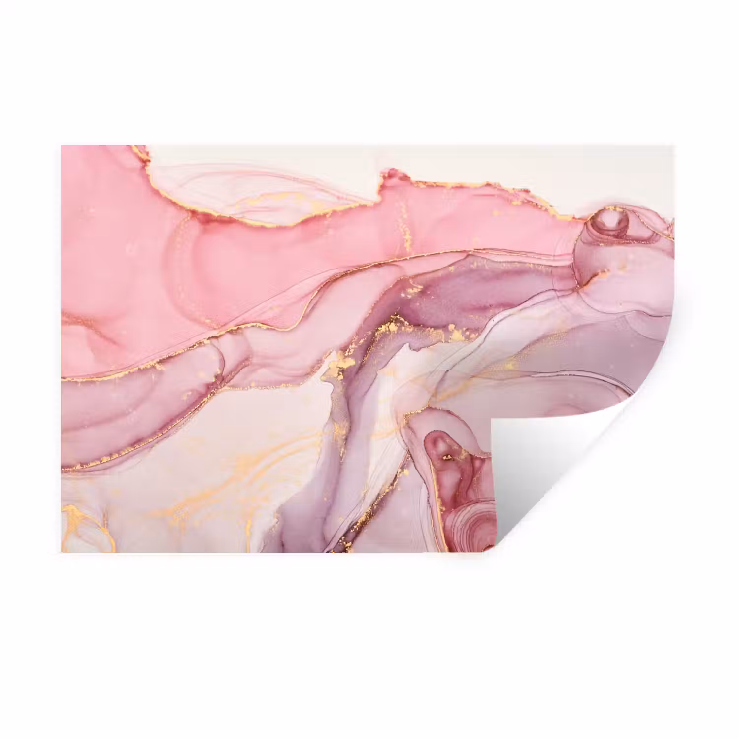 Goud - Marmer - Roze Muursticker klein -3d