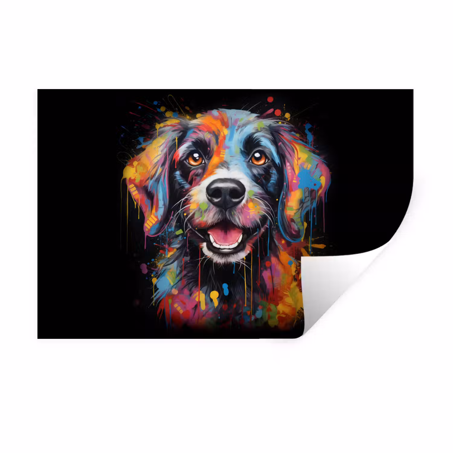 Graffiti - Hond - Zwart - Kleuren Muursticker klein -3d