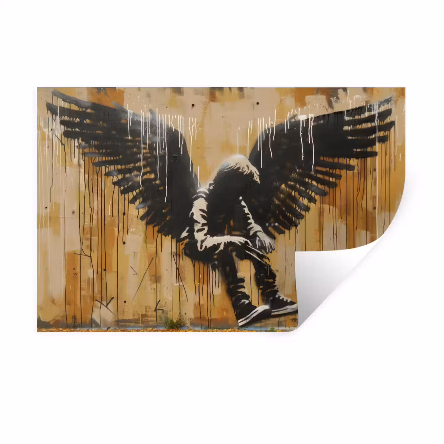 Graffiti - Kunst - Vleugels - Street art - Banksy Muursticker klein -3d