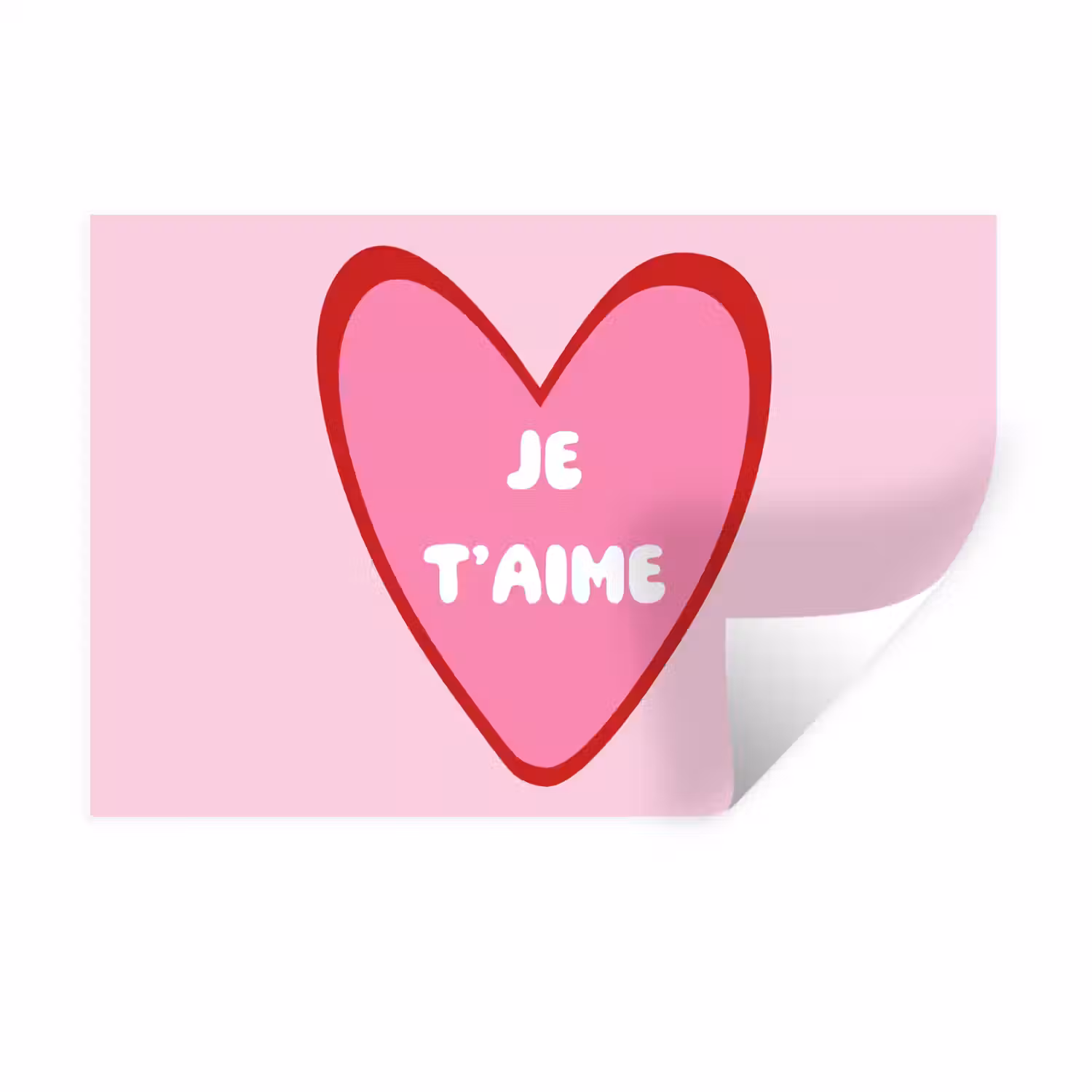 Hart - Frans - Valentijn - Roze Muursticker klein -3d