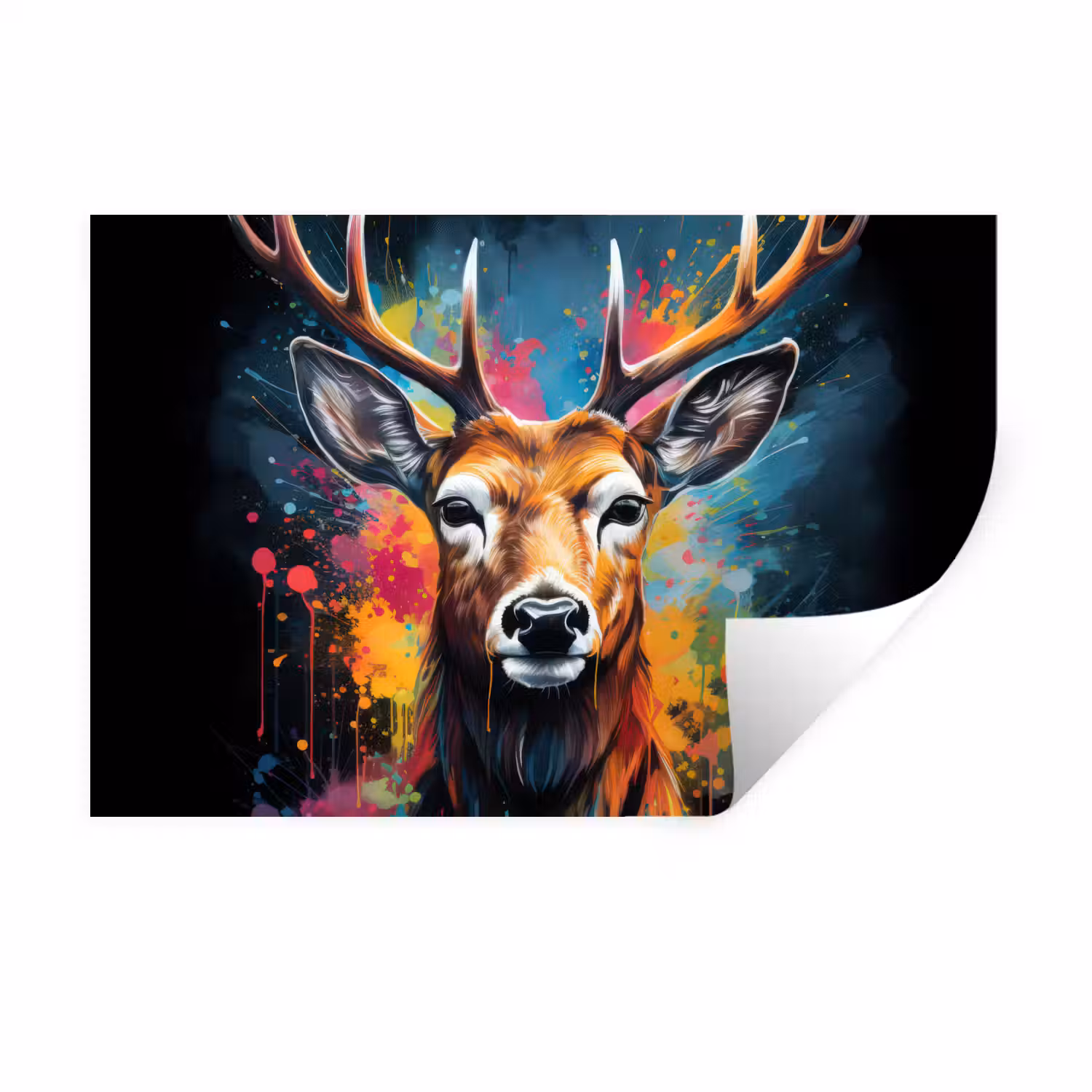 Hert - Graffiti - Dieren - Kleuren Muursticker klein -3d