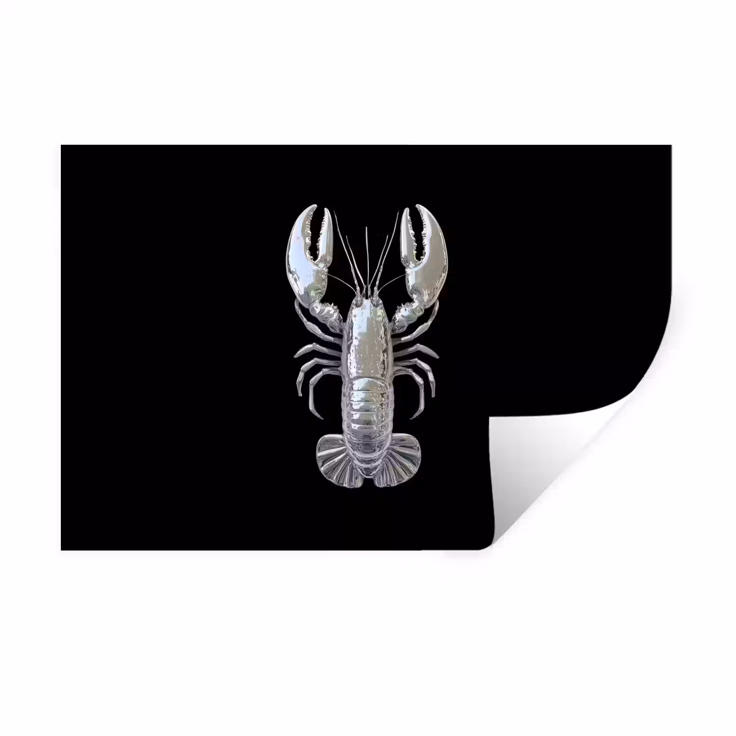Kreeft - Zilver - Metallic - Luxe Muursticker klein -3d