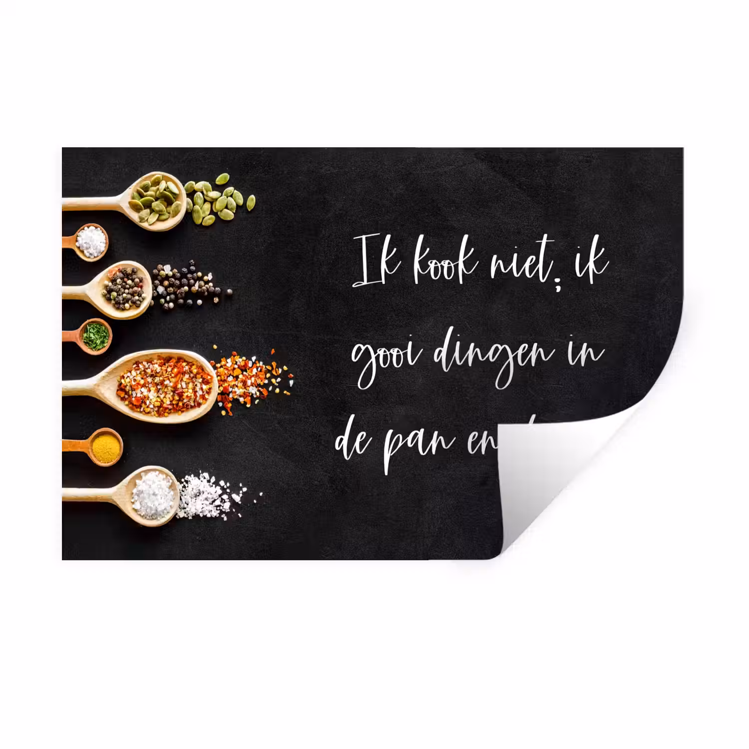 Ik gooi dingen in de pan en duim - Keuken - Quotes - Spreuken - Humor Muursticker klein -3d