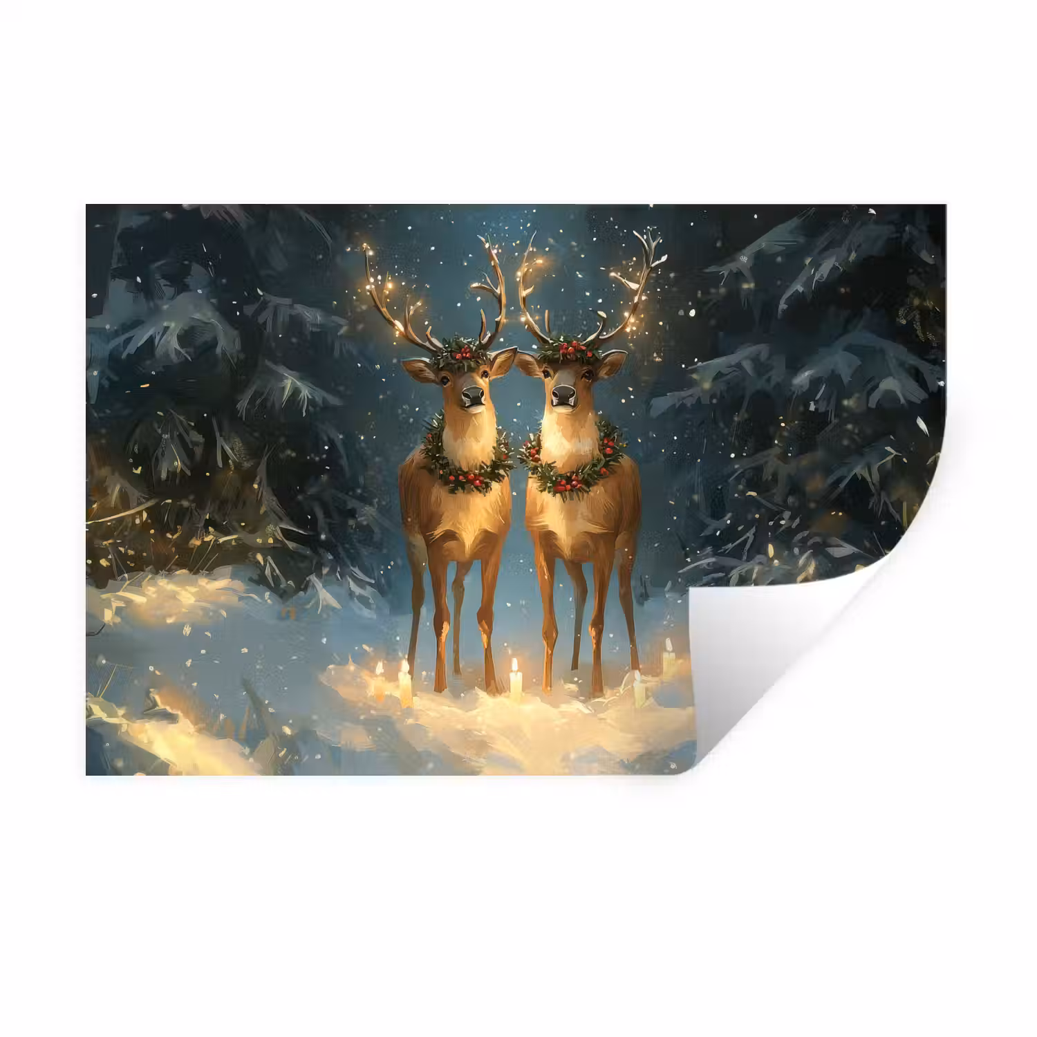 Dennensprookje - Rendier - Nacht Muursticker klein -3d