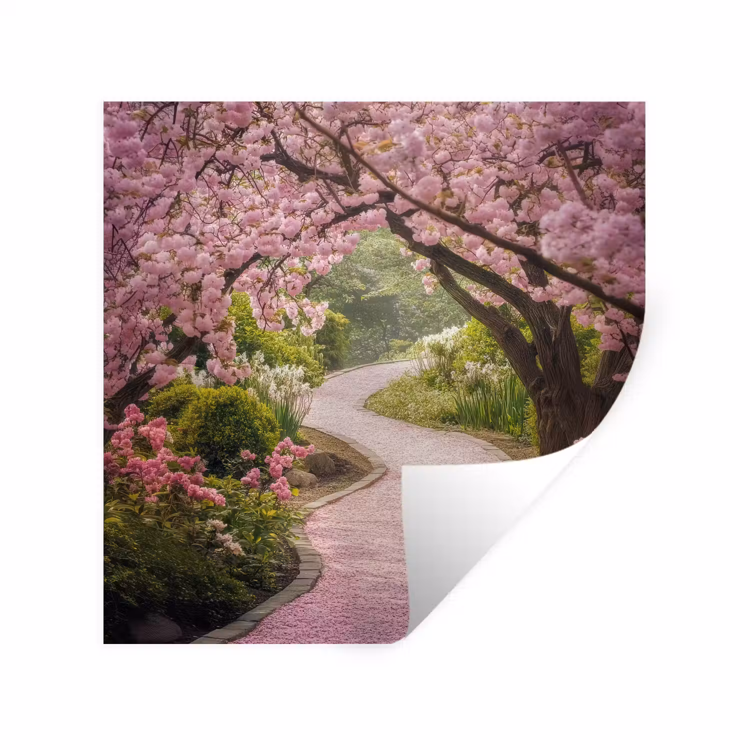 Kersenbloesem - Natuur - Sakura - Pad - Japanse tuin Muursticker klein -3d