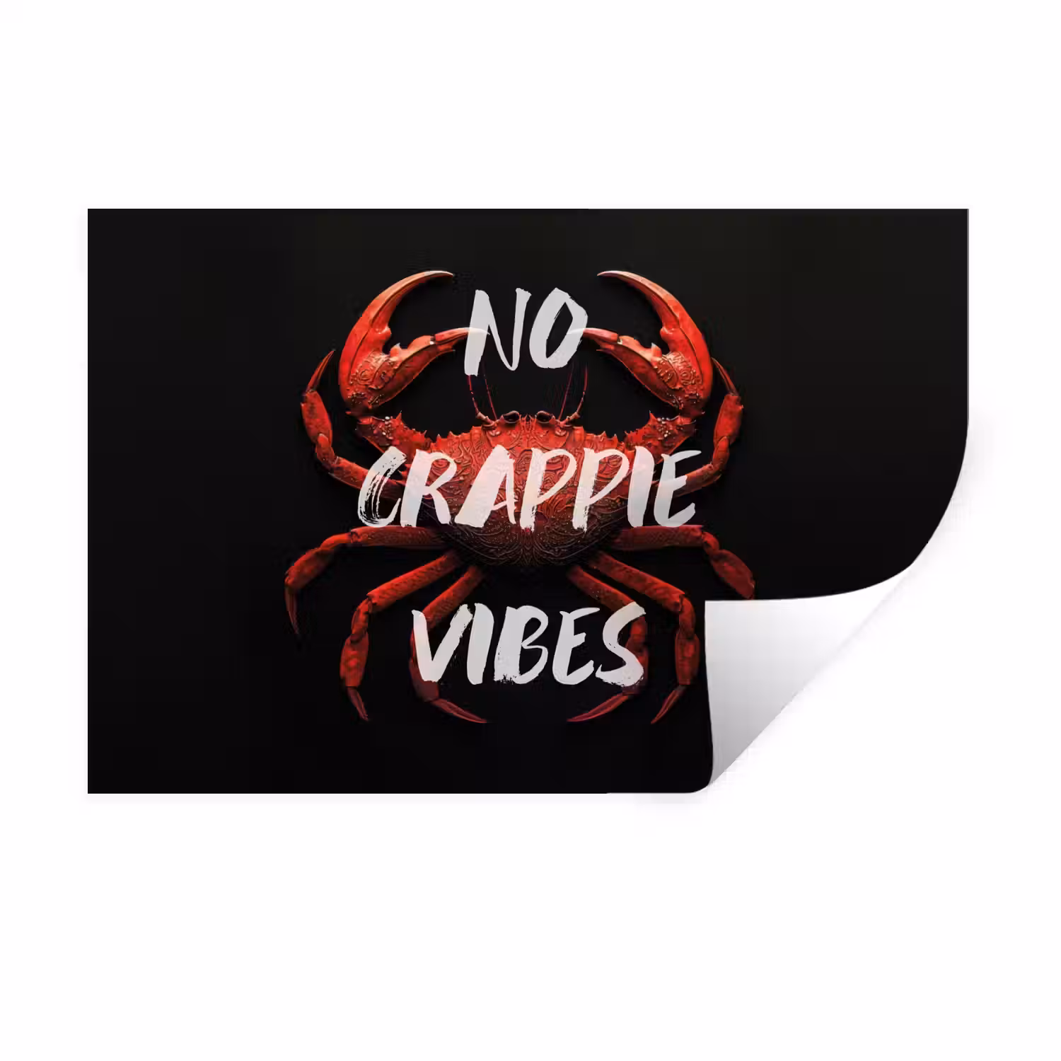 Krab - Rood - Tekst - Zwart Muursticker klein -3d