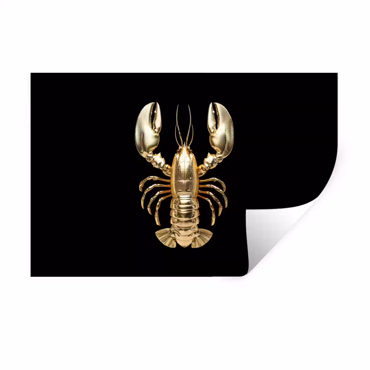 Kreeft - Goud - Textuur - Zwart Muursticker klein -3d