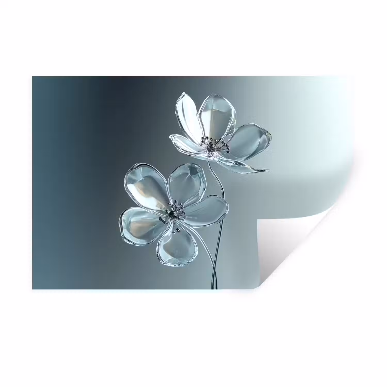 Kristal - Bloemen - Grijs Muursticker klein -3d