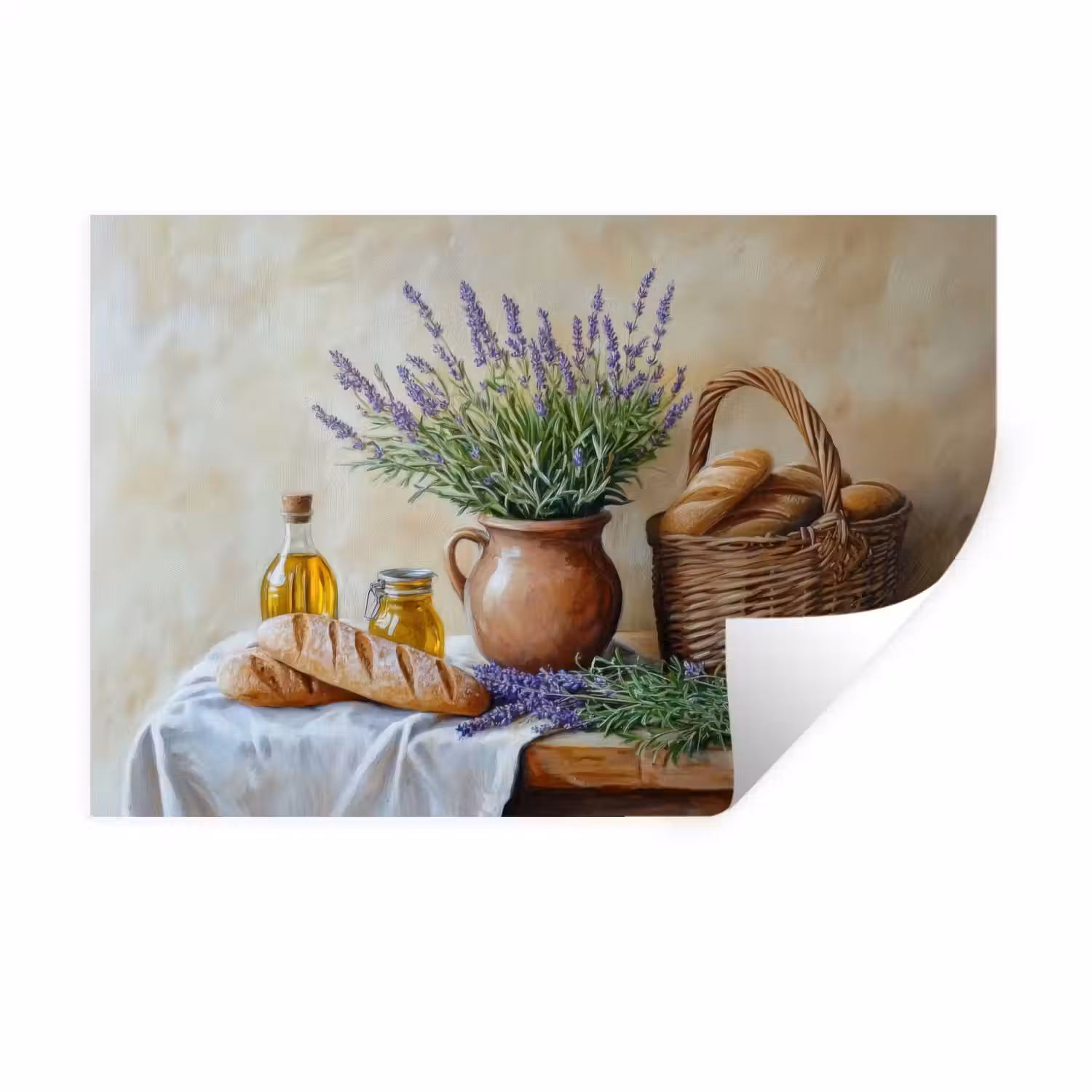 Lavendel - Brood - Stilleven Muursticker klein -3d