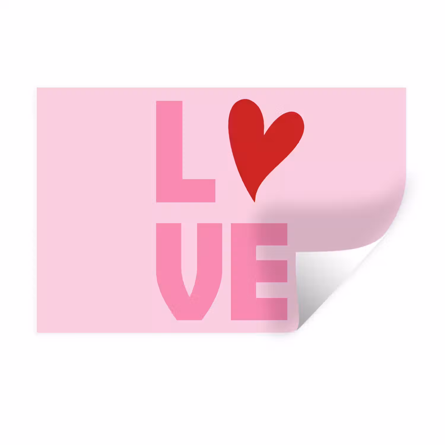 Love - Roze - Hart - Valentijn Muursticker klein -3d