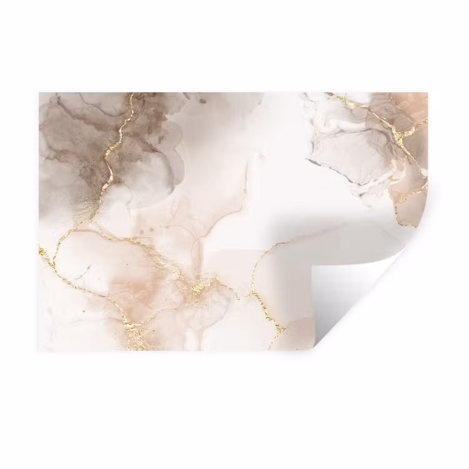 Marmer - Bruin - Gouden Muursticker klein -3d