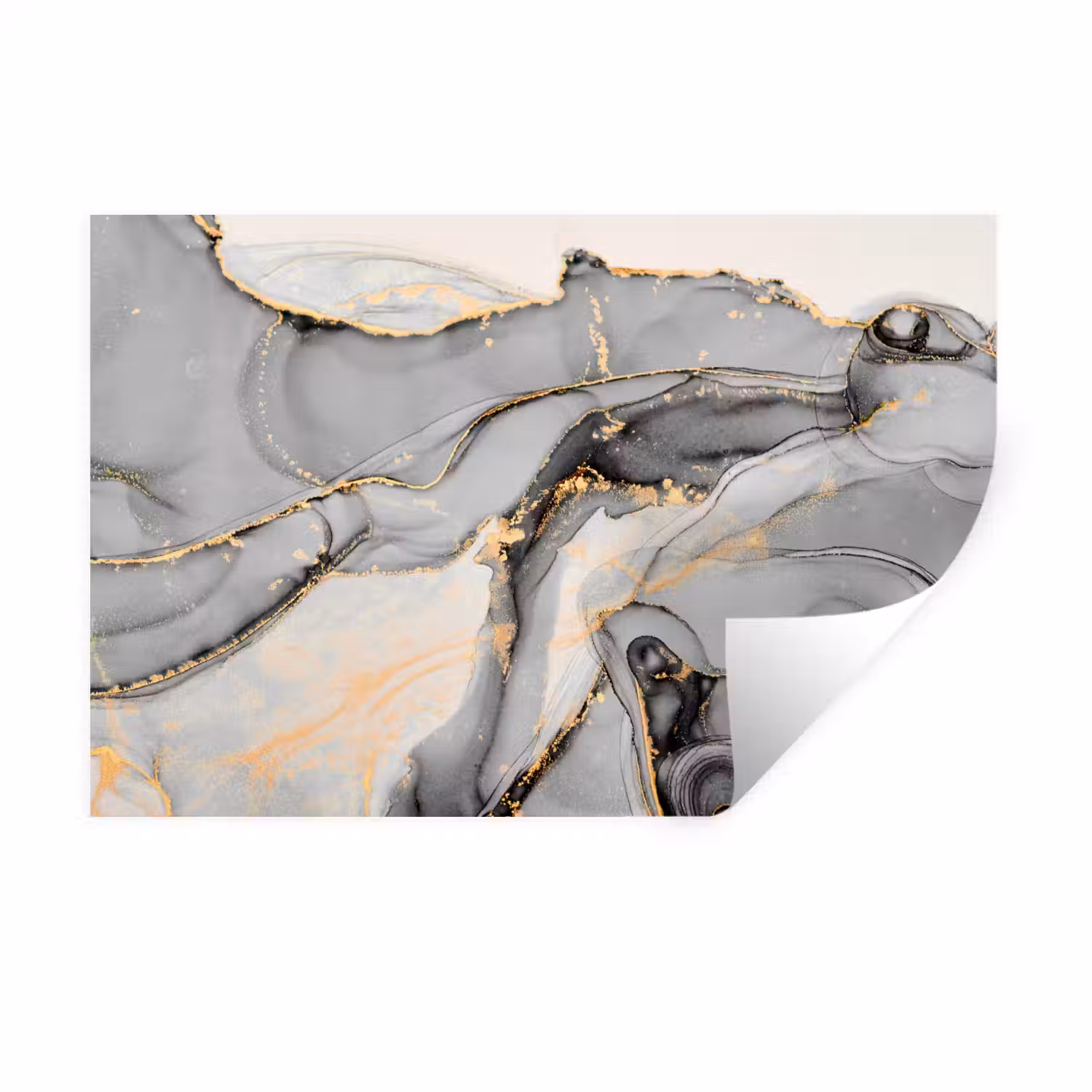 Marmer - Goud - Grijs Muursticker klein -3d