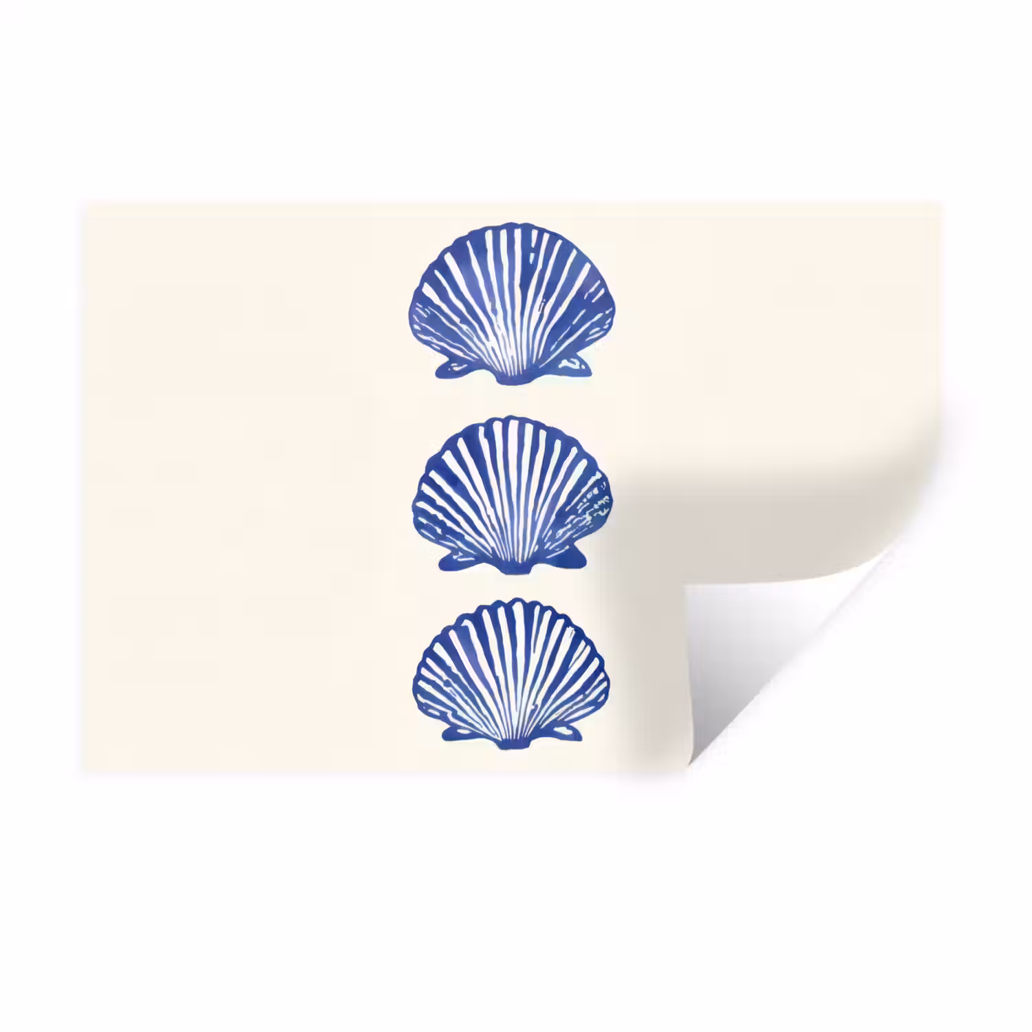Schelpen - Blauw - Patroon Muursticker klein -3d