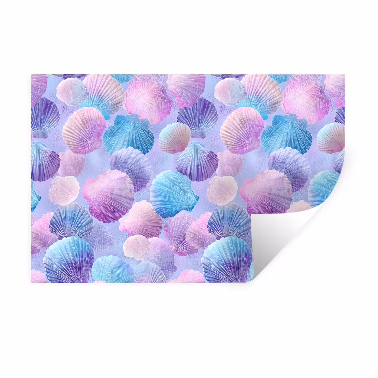 Schelpen - Paars - Blauw - Patroon Muursticker klein -3d