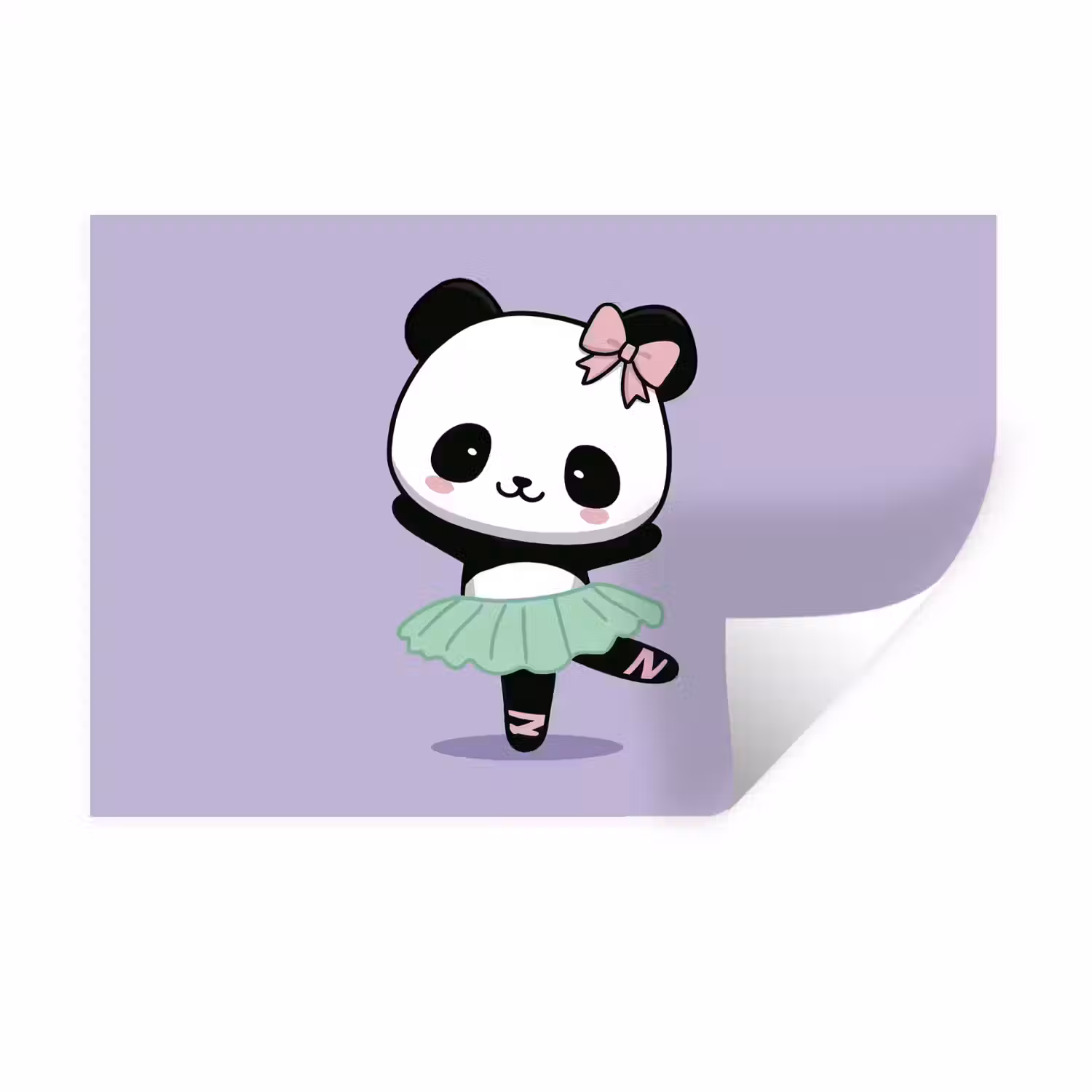 Panda - Paars - Sierlijk - Kawaii Muursticker klein -3d