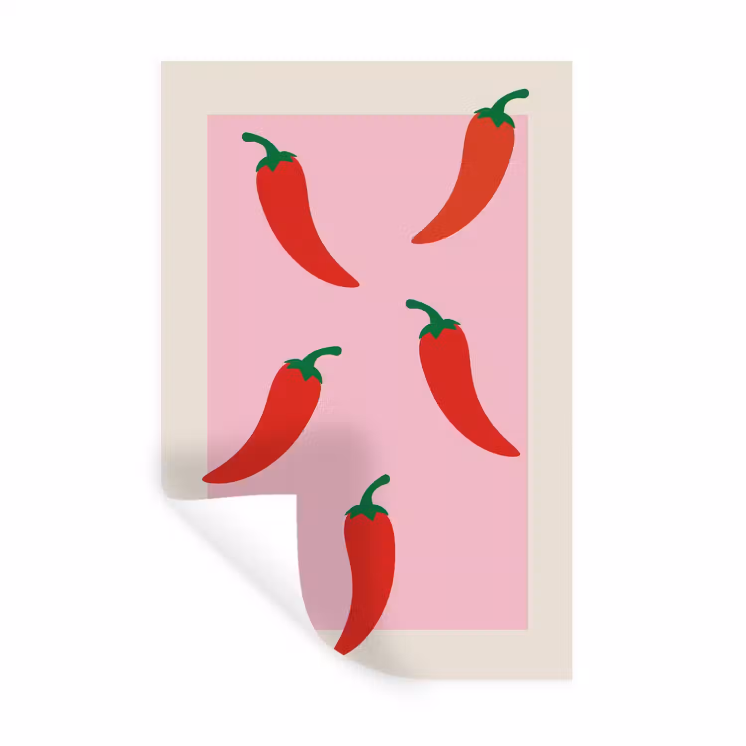 Pepers - Rood - Illustratie Muursticker klein -3d